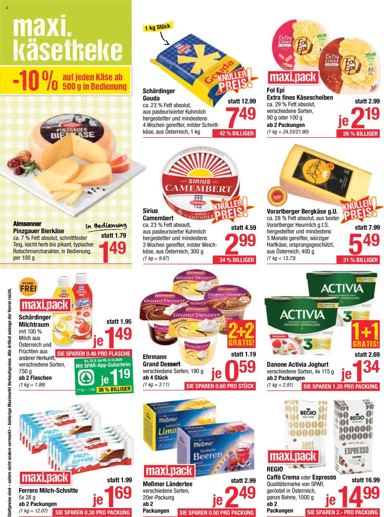 Maximarkt Flugblatt gültig ab 29.09.2025 | Seite: 8 | Produkte: Milch, Käse, Joghurt