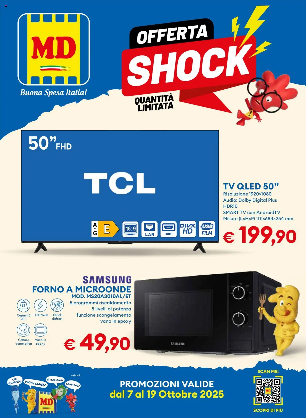 Volantino MD Discount del 07.10.2025 | Pagina: 1 | Prodotti: smart TV, Forno a microonde, Forno, Samsung