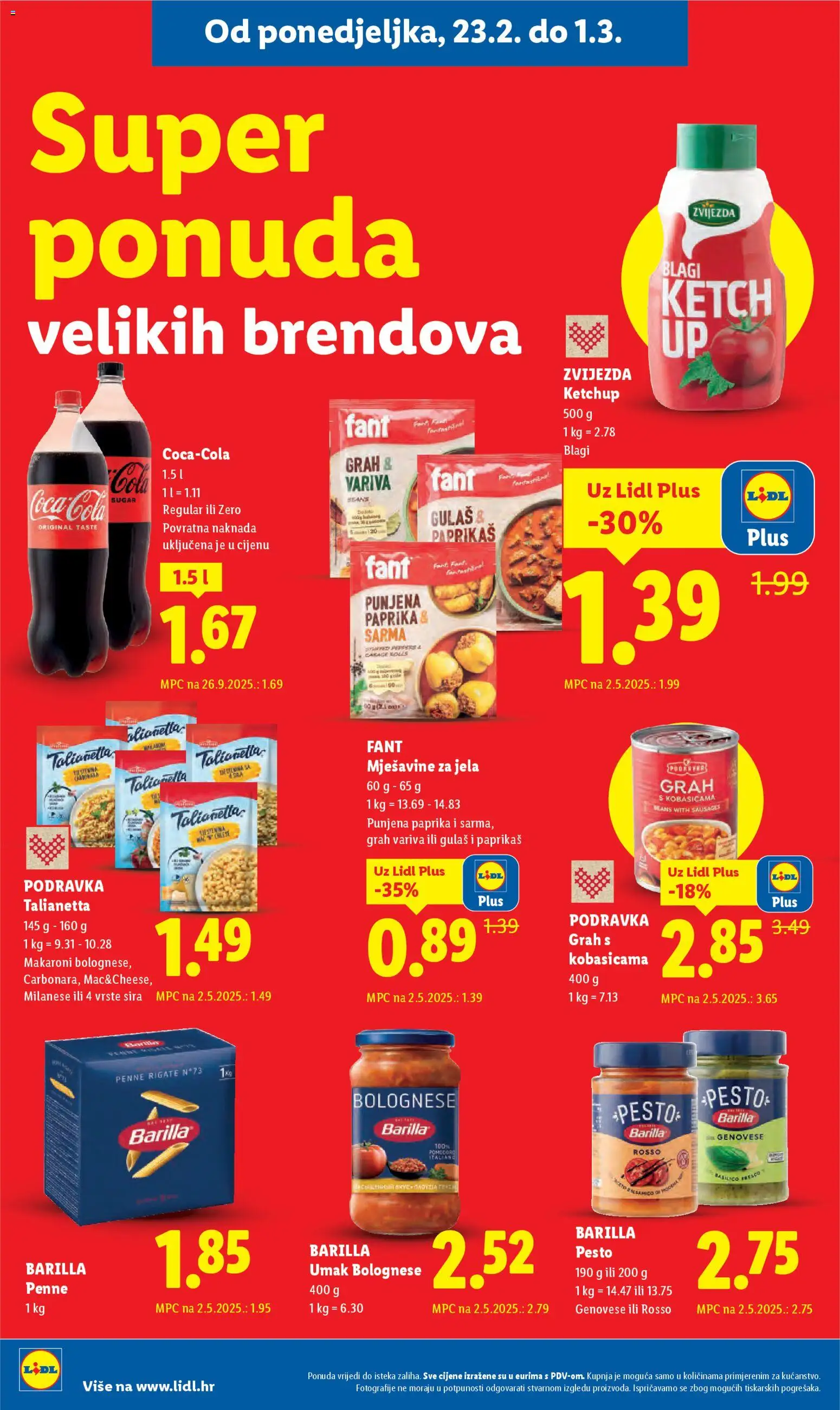 Lidl katalog | vrijedi od 19.02.2026 | Stranica: 10 | Proizvodi: Coca cola, Grah, Podravka, Paprika