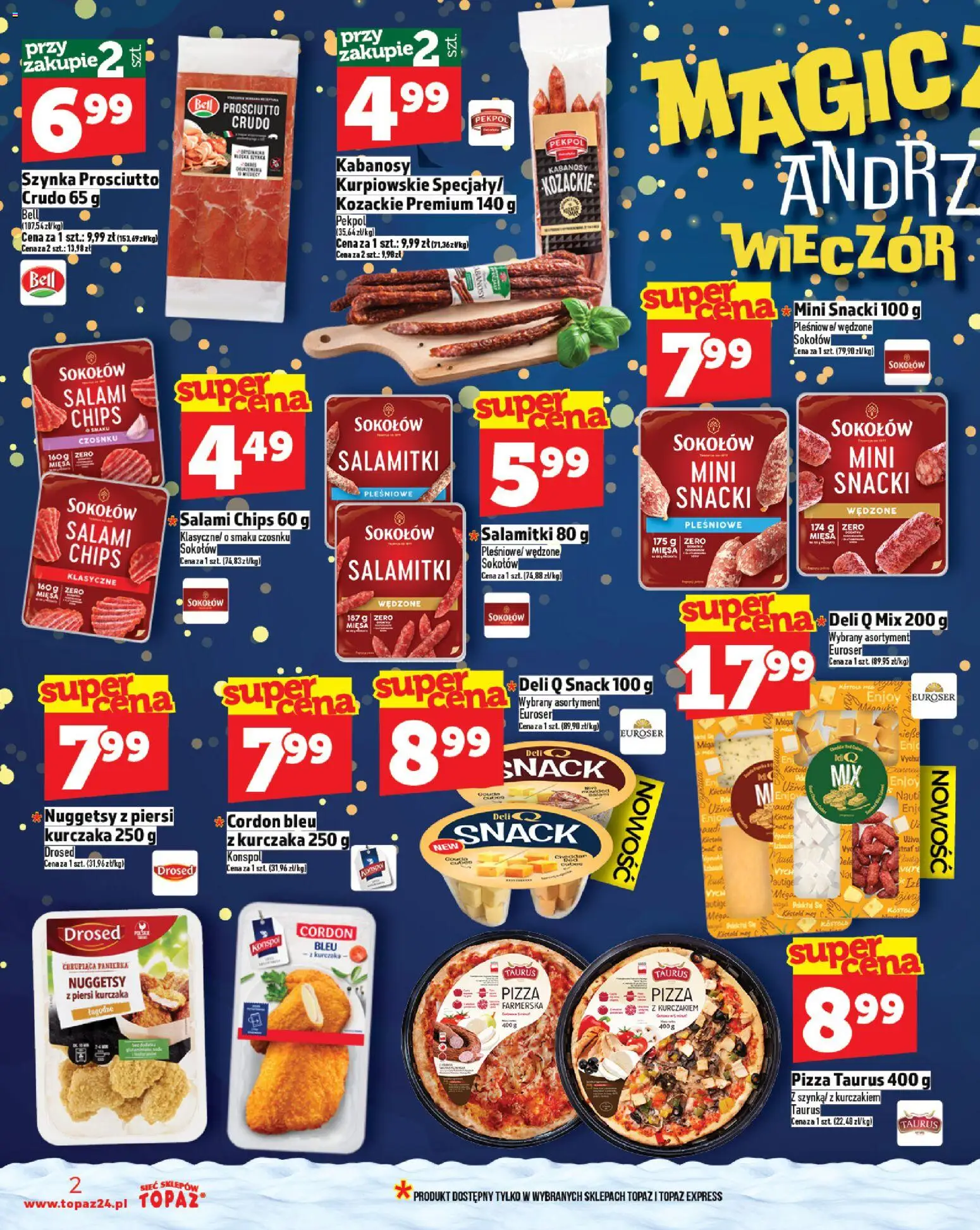 Topaz Gazetka MAZ od 27.11.2025 | Strona: 2 | Produkty: Piersi, Bell, Kabanosy, Prosciutto
