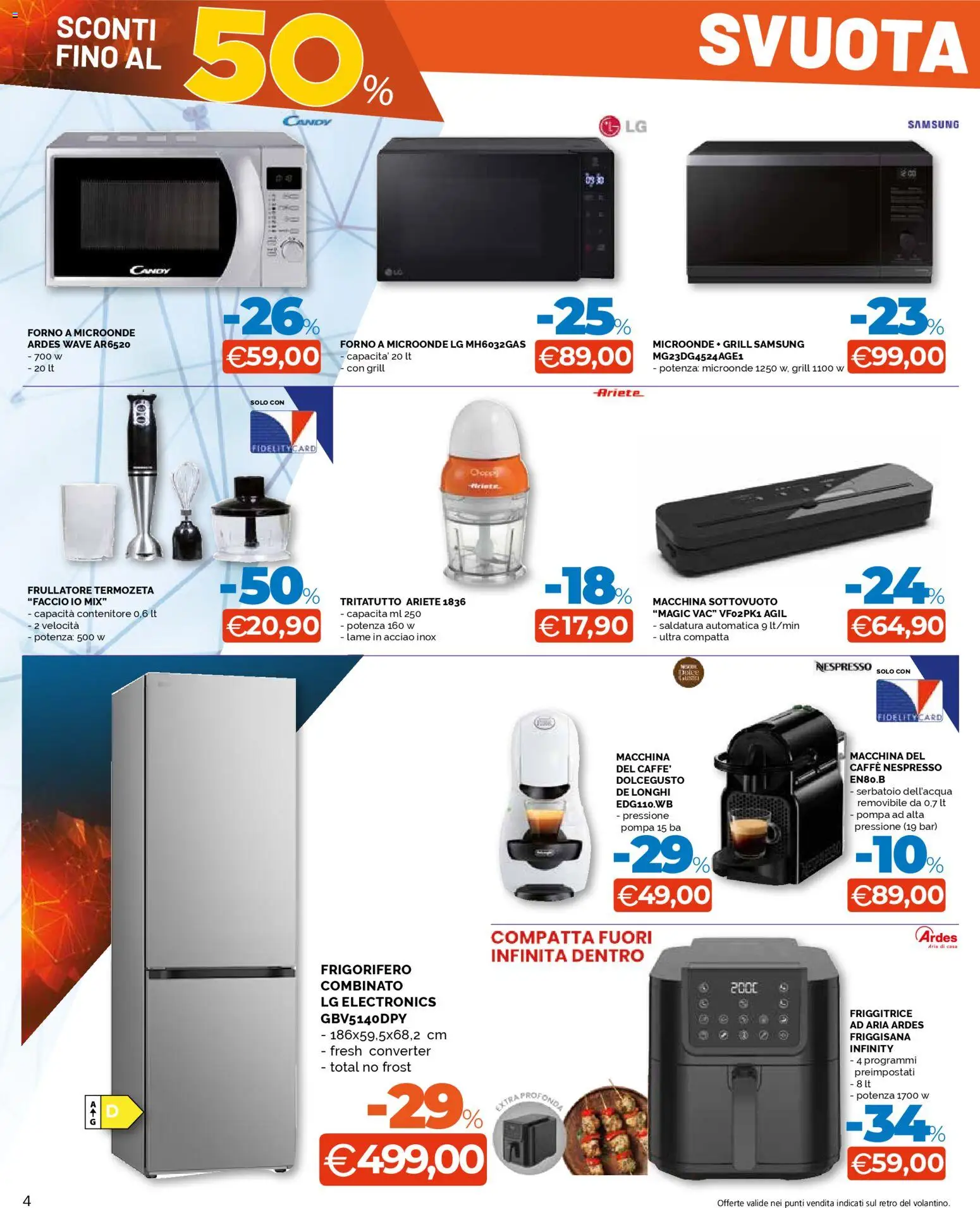 Volantino Mercatò del 07.01.2026 | Pagina: 4 | Prodotti: Tritatutto, Frigorifero, Forno, Frigorifero combinato