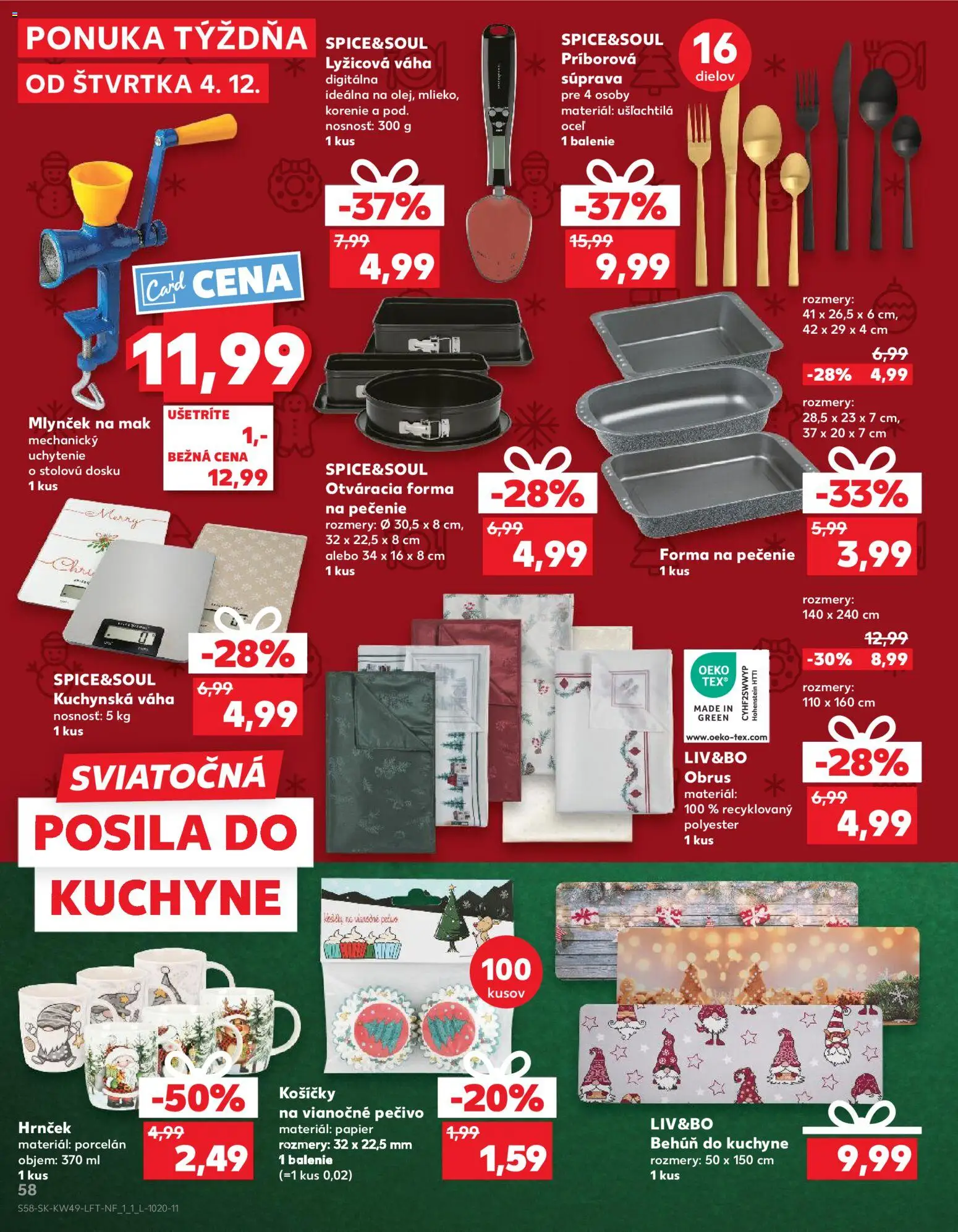 Nové Kaufland akcie – leták je platný od 04.12.2025 | Strana: 58 | Produkty: Behúň do kuchyne, Kuchyne, Korenie, Mak