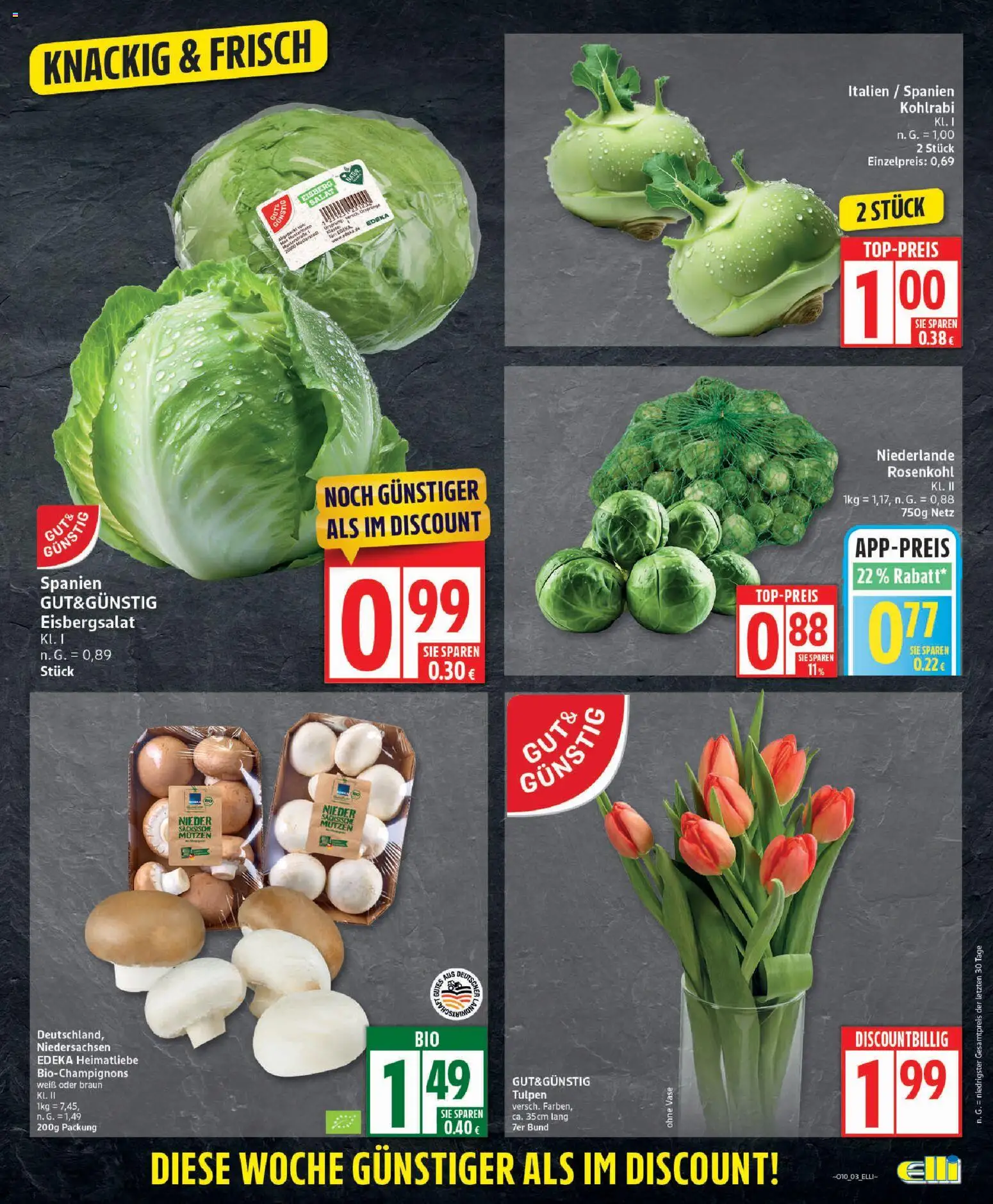 Elli Markt - Broschüre – gültig ab 02.03.2026 | Seite: 3 | Produkte: Vase, Kohlrabi, Eisbergsalat, Salat