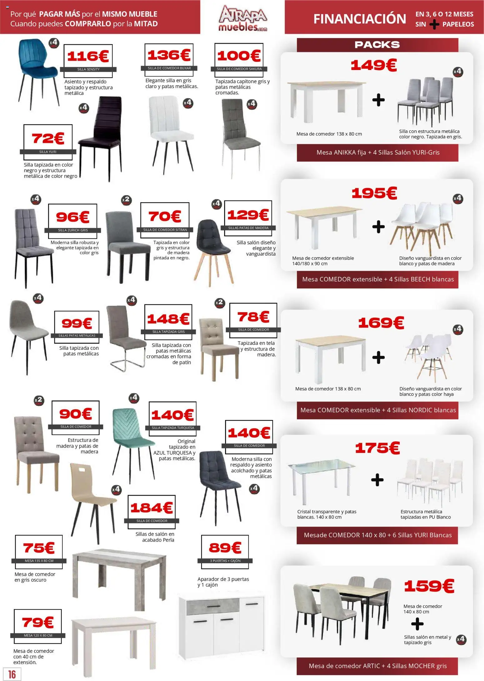 Atrapa Muebles - folleto │ válido desde el 01.02.2026 | Página: 16 | Productos: Silla de comedor, Mesa, Silla, Aparador