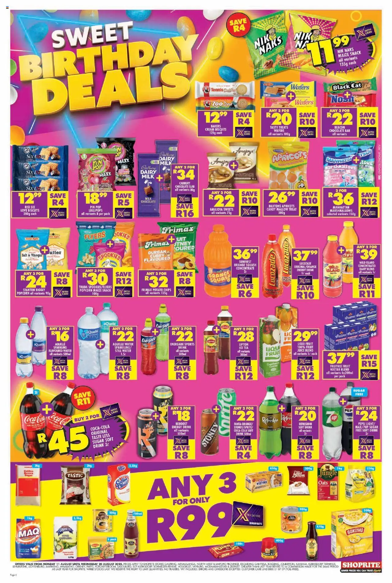 Shoprite Gauteng - Major Deals │ valid from 11.08.2025 | Page: 5 | Products: Milk, Oats, Flakes, Sugar