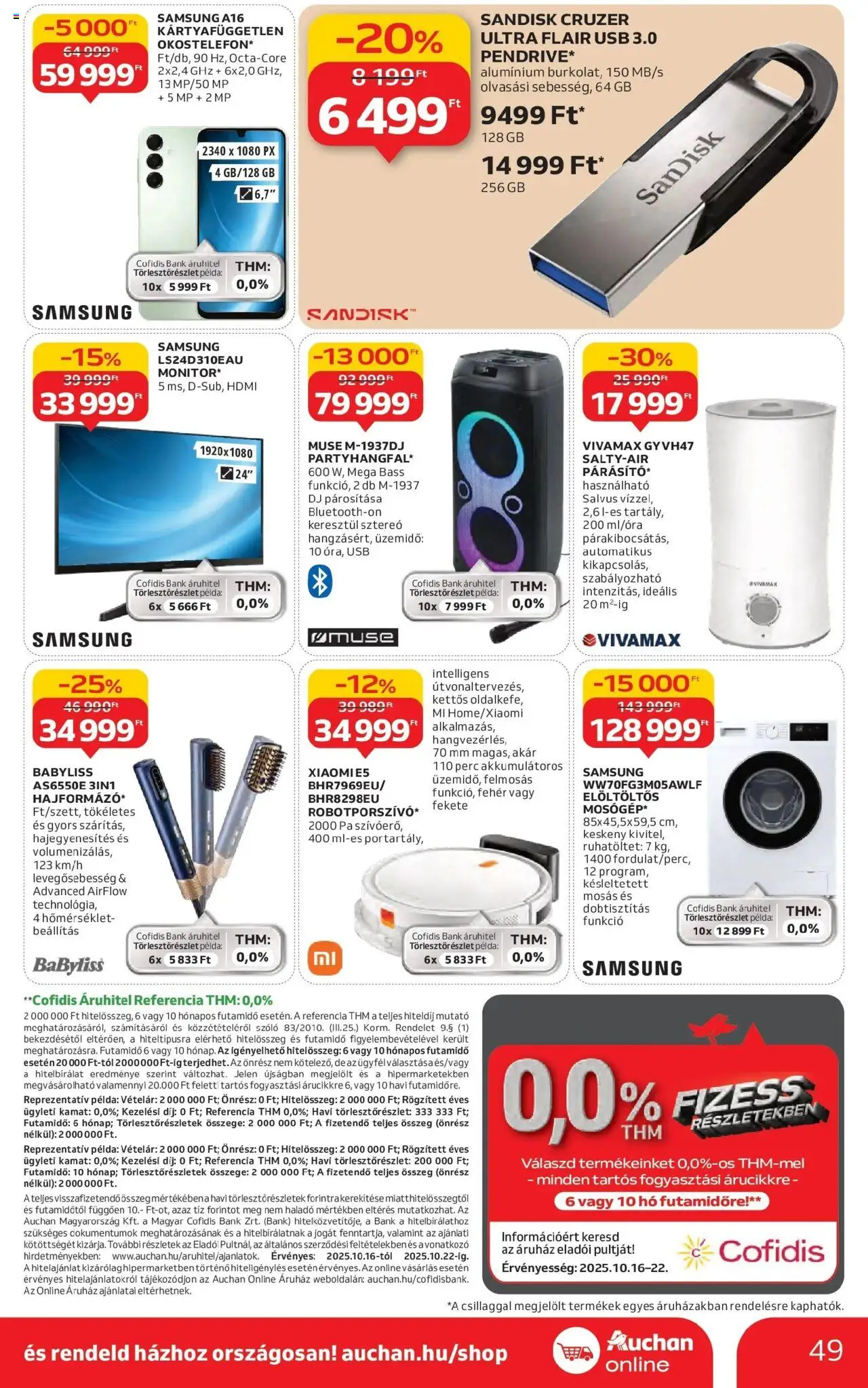 Auchan akciós ujság - amely érvényes a következő dátumtól: 16.10.2025 | Oldal: 49 | Termékek: Szőlő, USB, Samsung