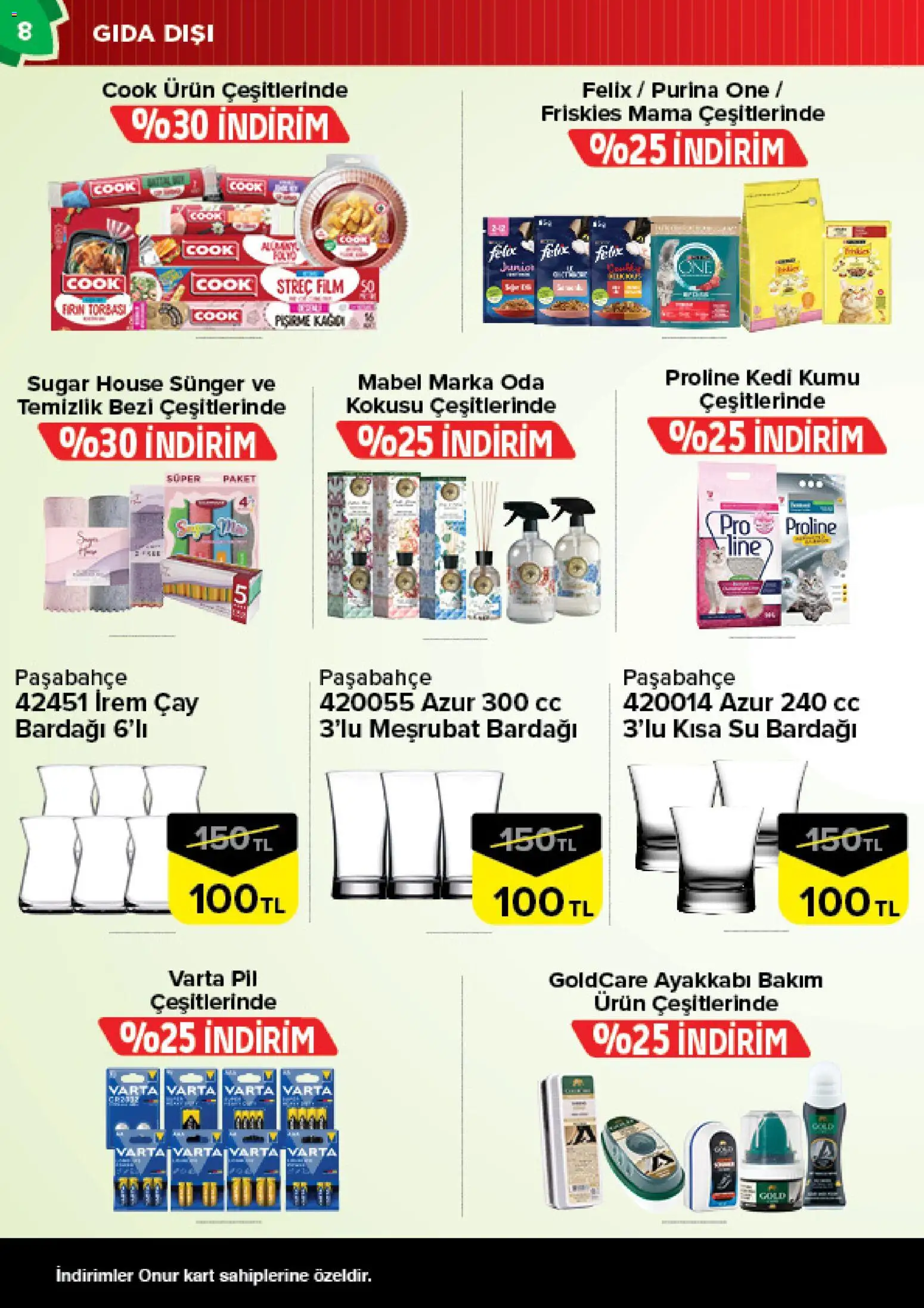 Onur Market Katalog - Bursa - 24.03.2026 tarihinden itibaren geçerlidir | Sayfa: 8 | Ürünler: Pil, Çay, Su, Su bardağı