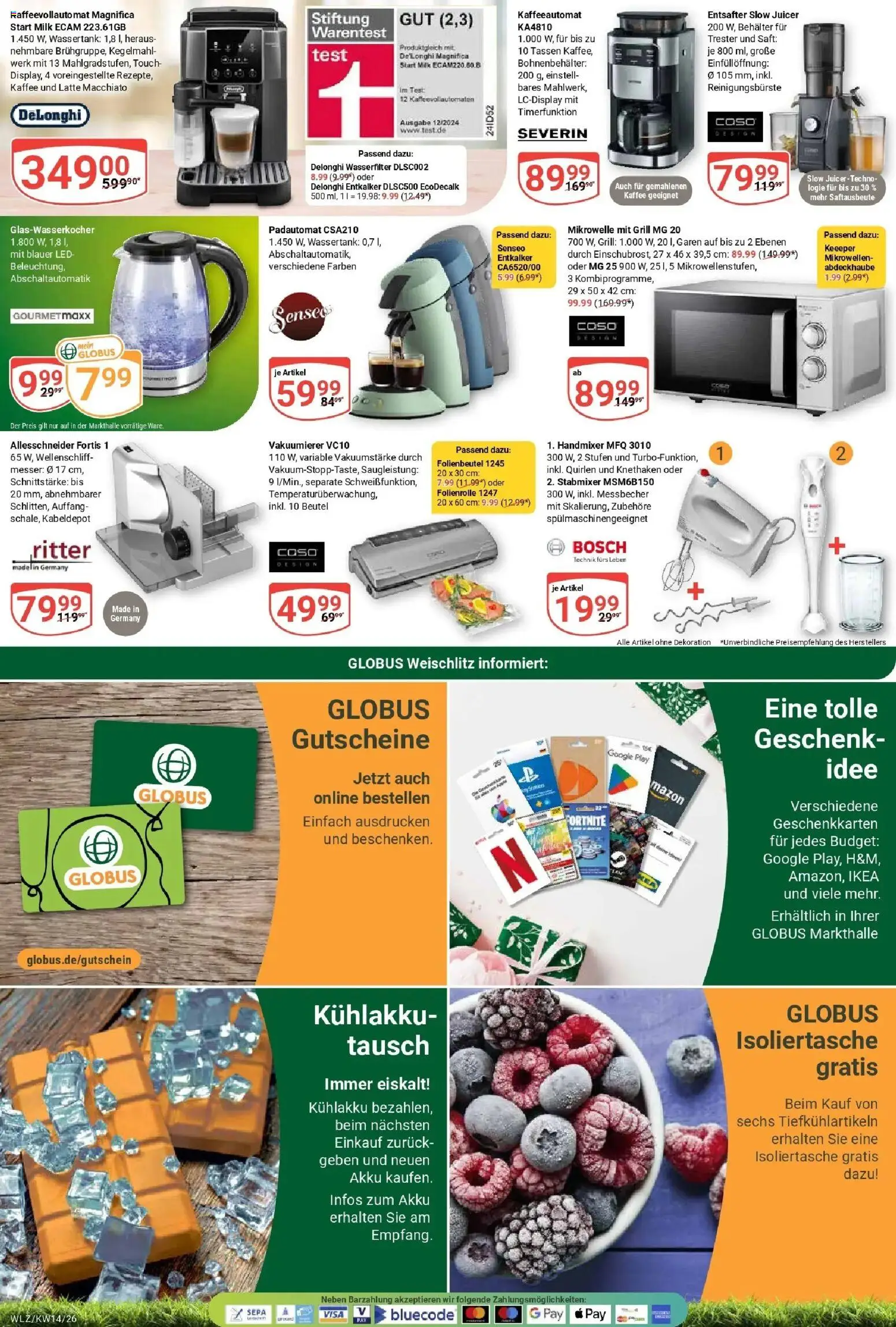 Globus prospekt Weischlitz	 – gültig ab 30.03.2026 | Seite: 27 | Produkte: Bosch, Grill, Vakuumierer, Saft