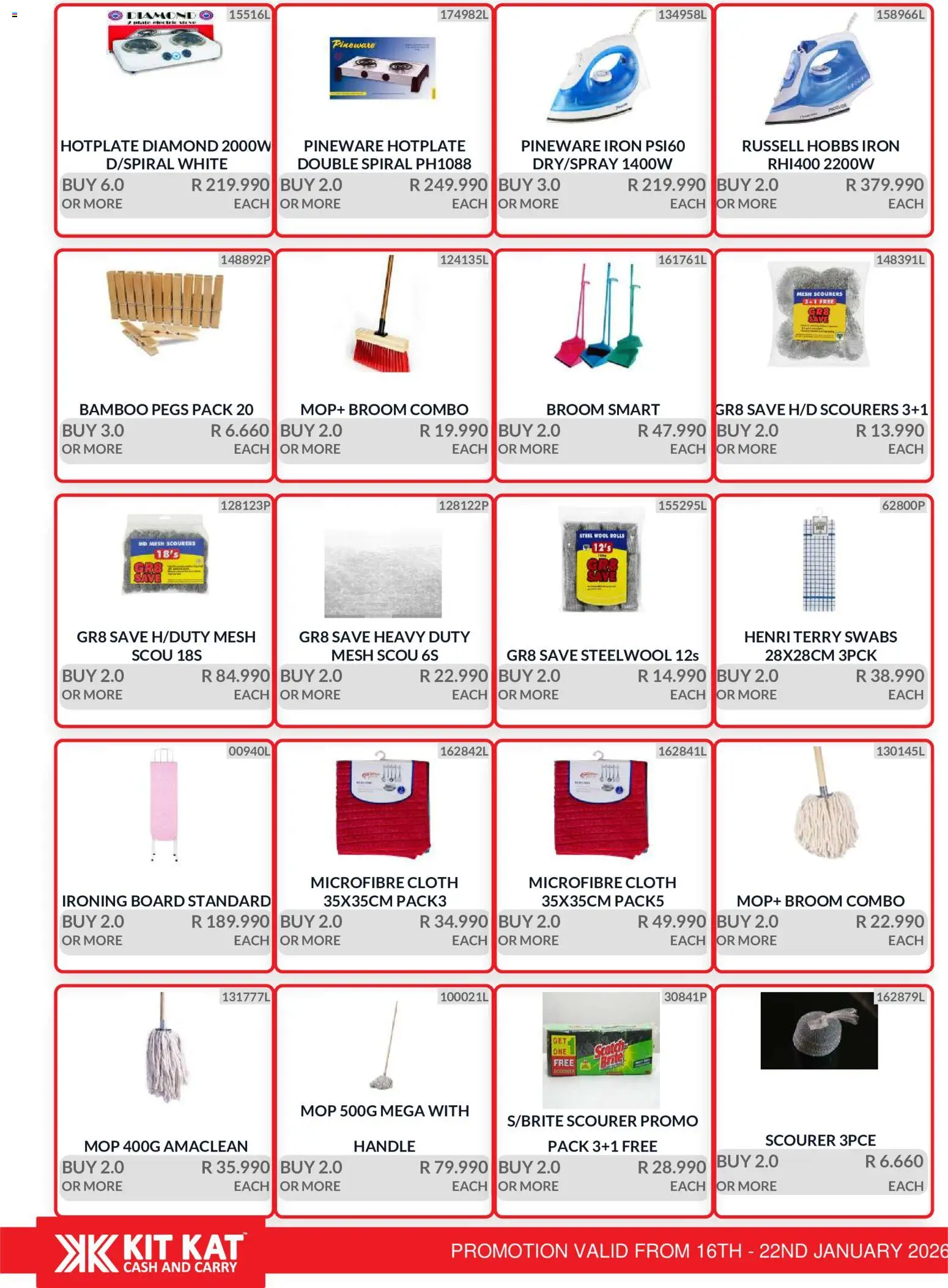 New KIT KAT Cash & Carry catalogue – valid from 16.01.2026 | Page: 31 | Products: Iron, Ironing board, Broom, Steel wool