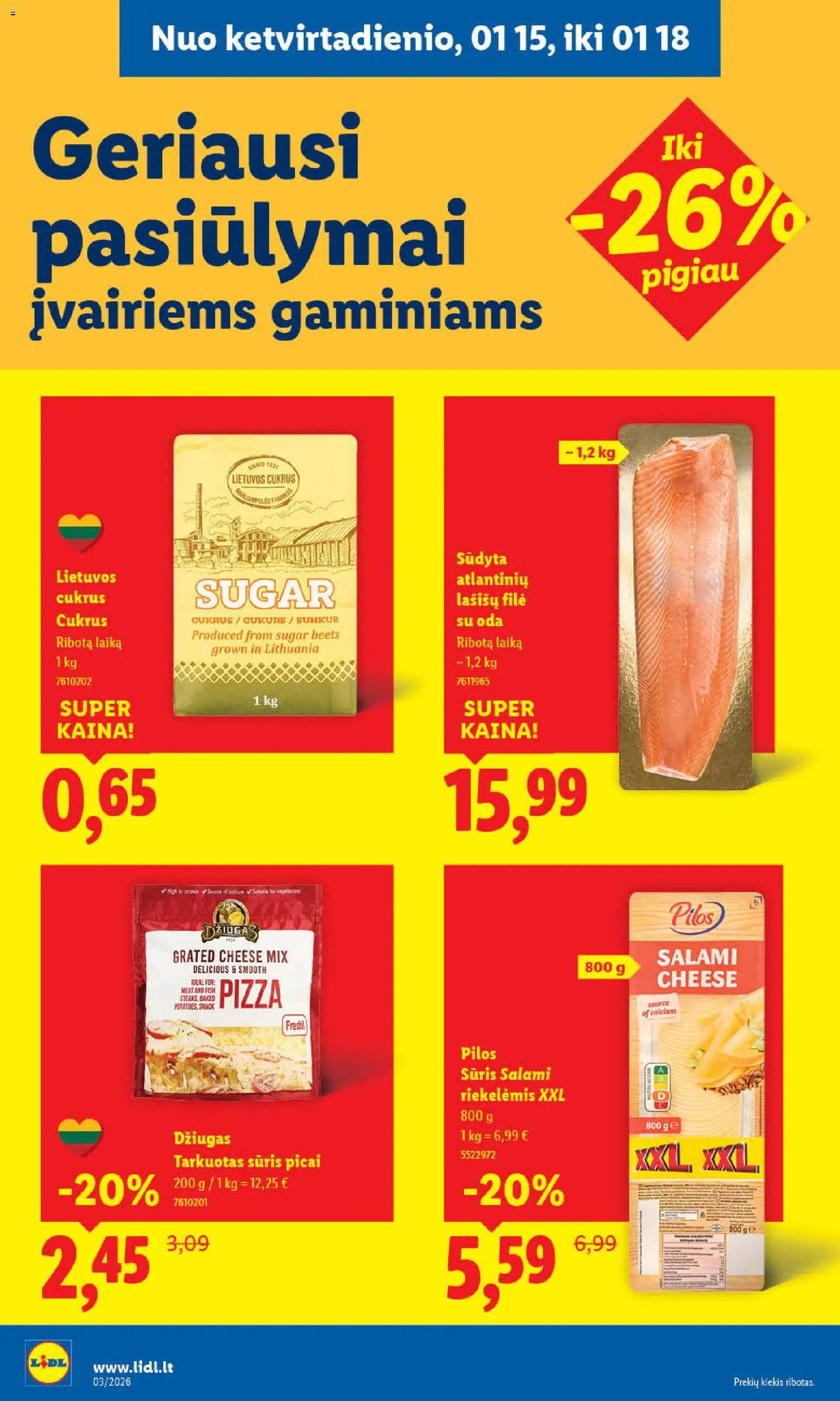 LIDL akcijos nuo 12.01.2026 | Puslapis: 26 | Prekių: Sūris, Cukrus