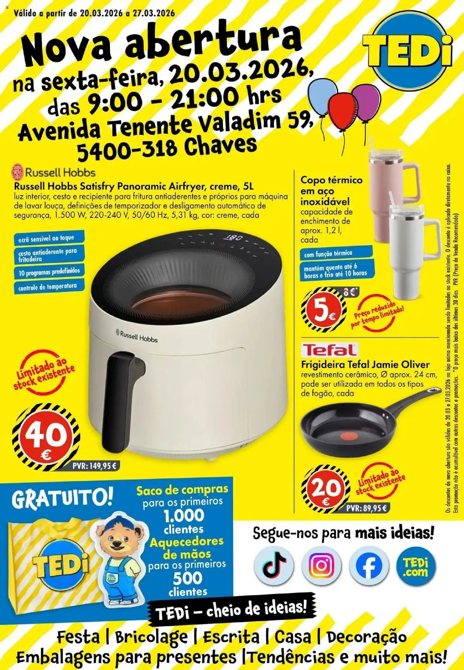 TEDi - Nova abertura │ válido de 20.03.2026 | Página: 1 | Produtos: Máquina de lavar, Frigideira
