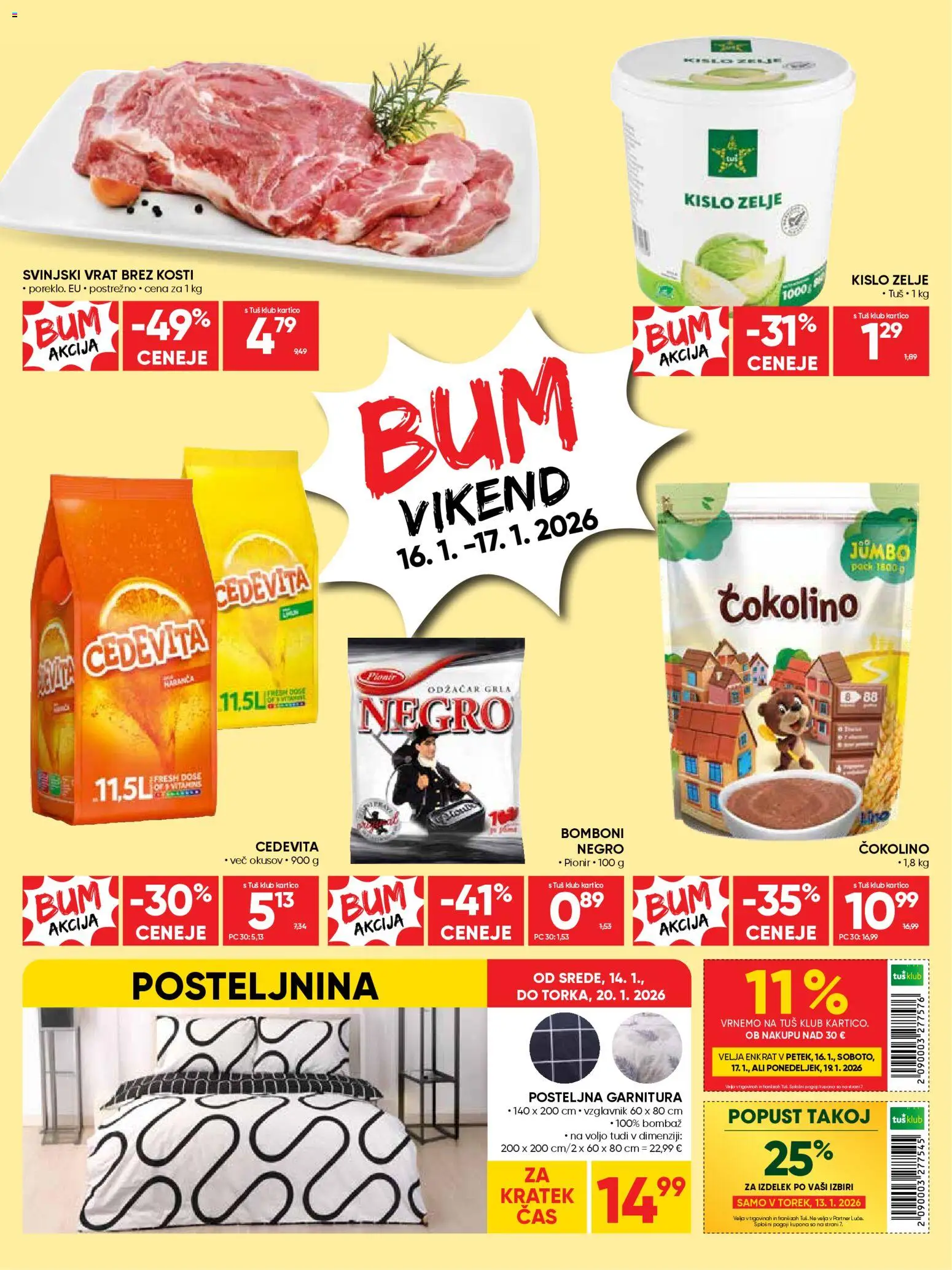 Novi Tuš katalog ponudbe – veljaven od 14.01.2026 | Stran: 8 | Izdelki: Vzglavnik, Posteljnina, Čokolino, Zelje