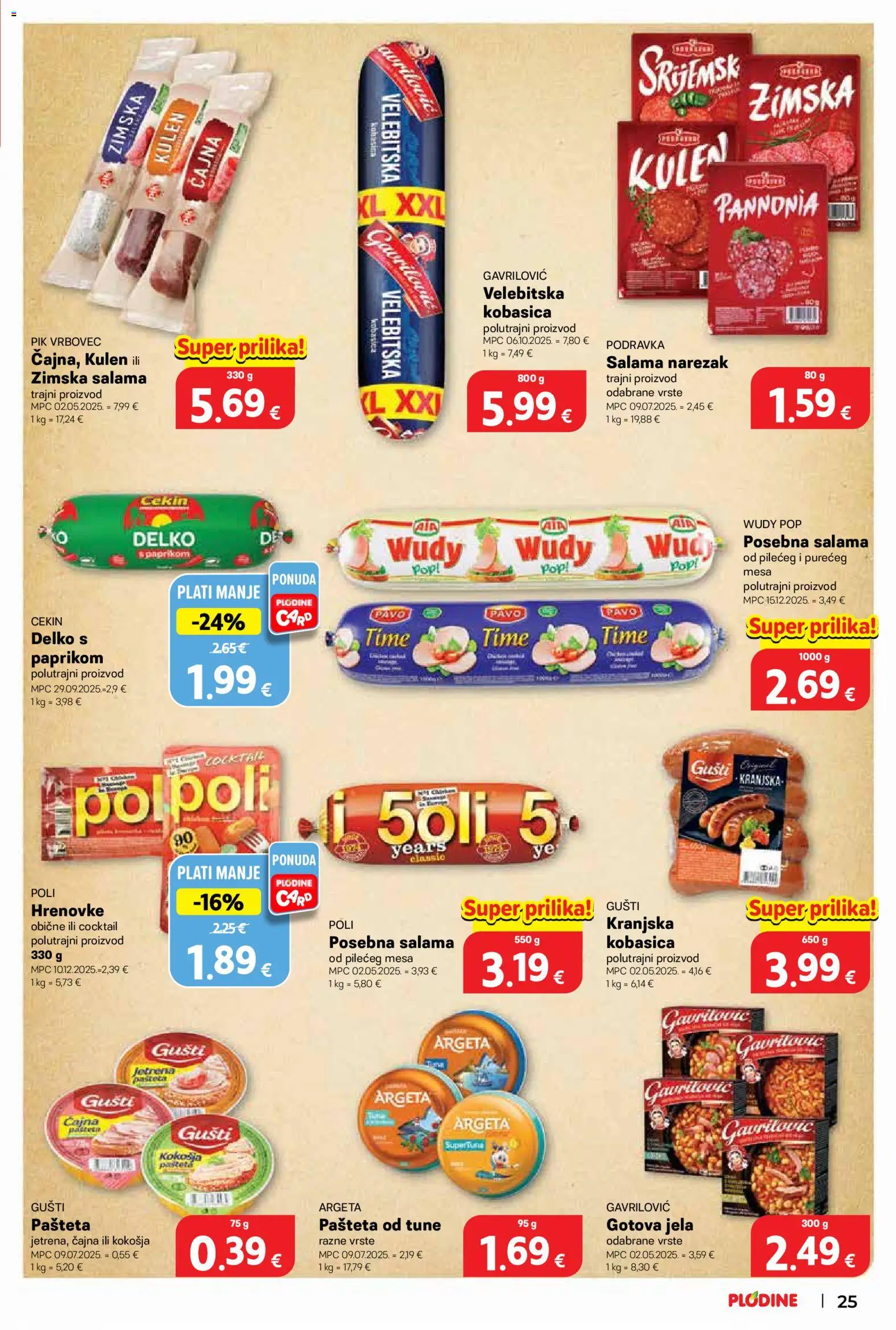 Plodine katalog | vrijedi od 04.03.2026 | Stranica: 25 | Proizvodi: Podravka, Narezak, Pašteta, Pik Vrbovec