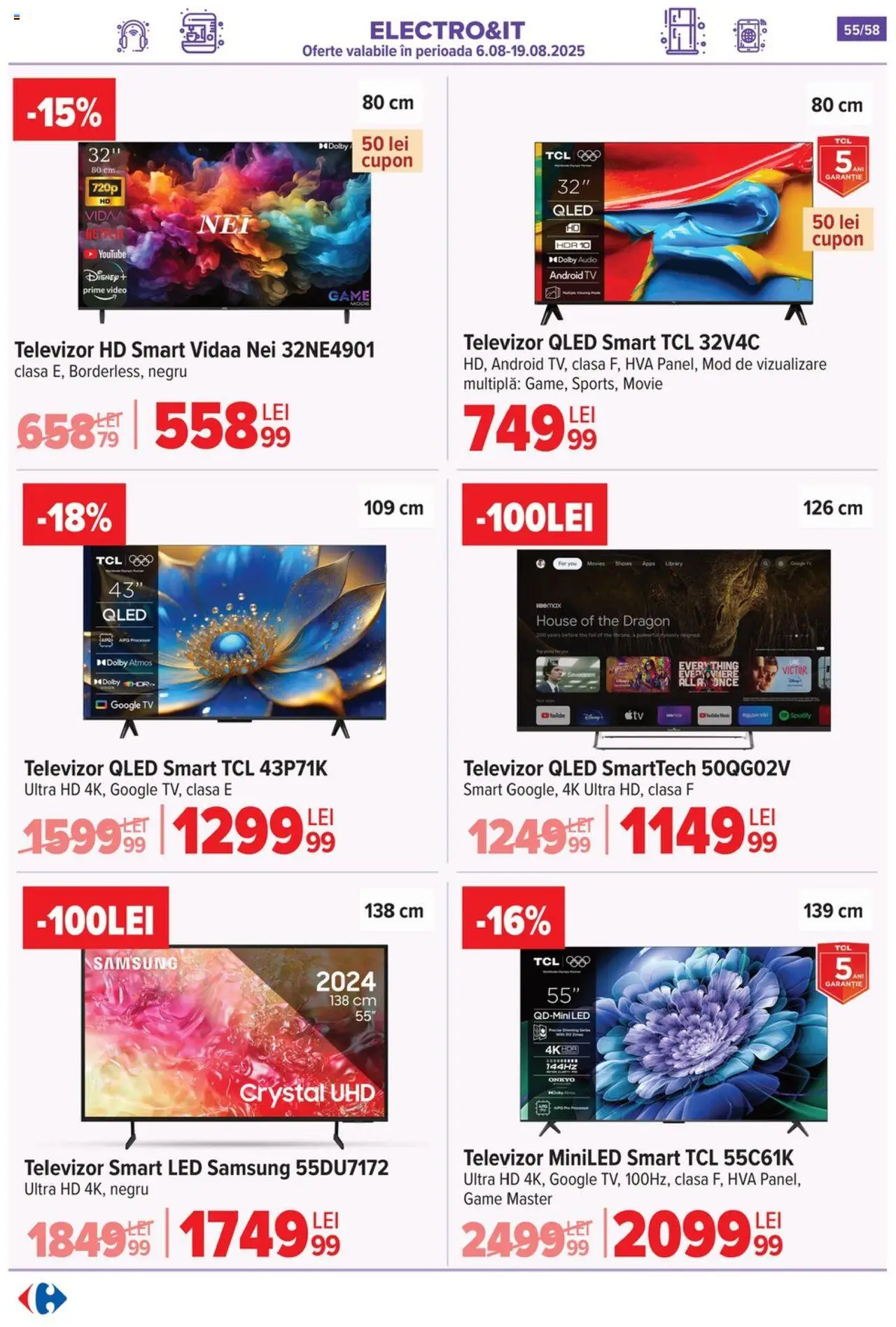 Catalog Carrefour – valabil de la 06.08.2025 | Pagină: 56 | Produse: Televizor, Video, Audio, Babak