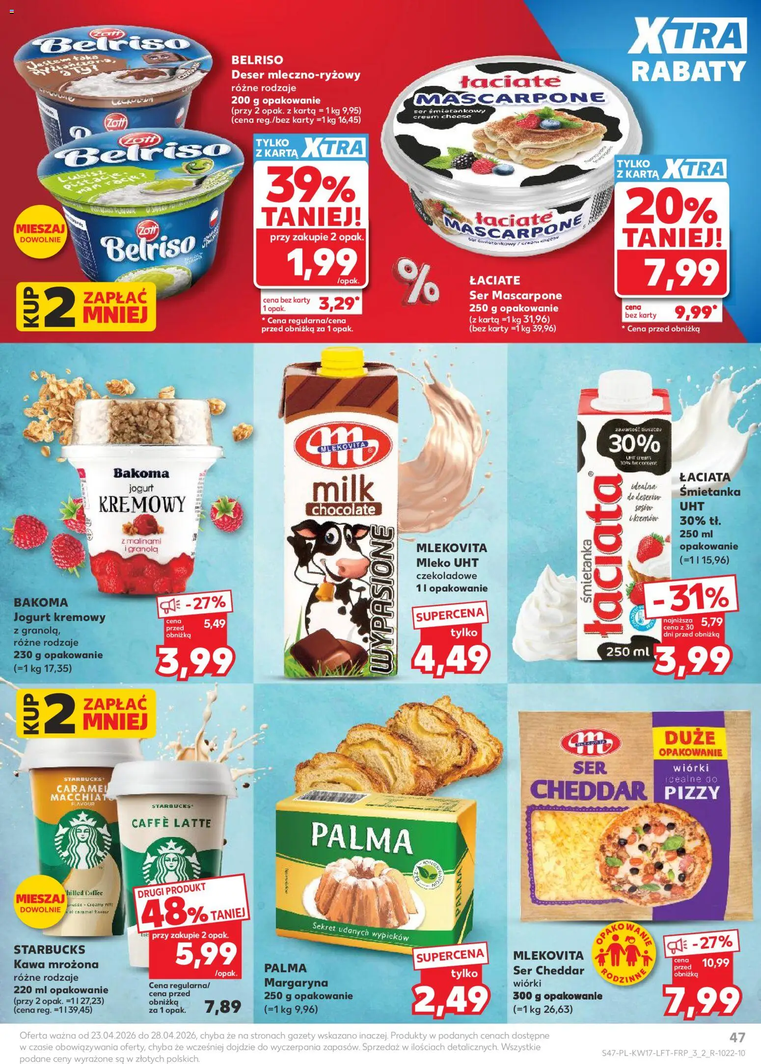 Kaufland gazetka od 23.04.2026 | Strona: 47 | Produkty: Karta, Granola, Margaryna, Ser cheddar