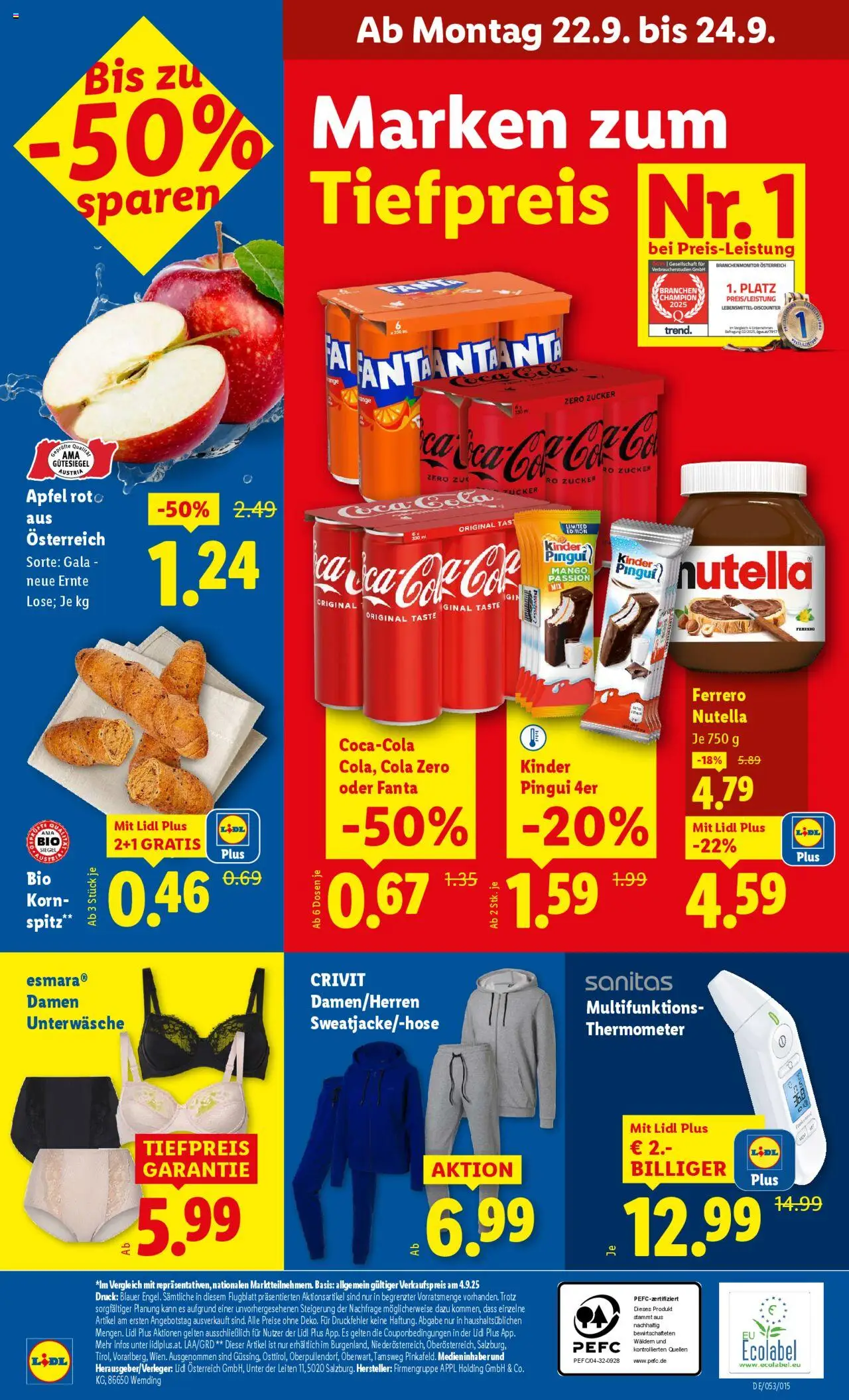 Lidl Flugblatt - Wien, Eisenstadt, Mattersburg gültig ab 18.09.2025 | Seite: 40 | Produkte: Unterwäsche, Mango, Thermometer, Äpfel