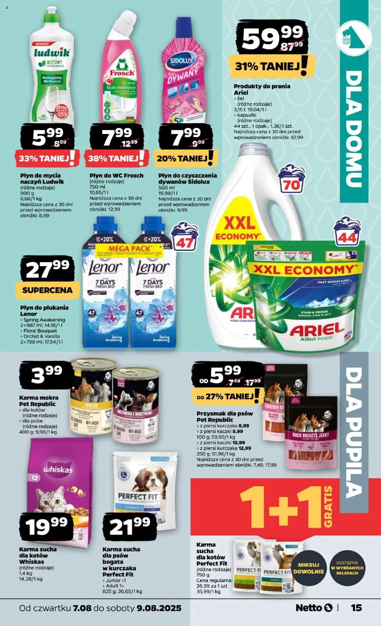 Netto gazetka - Spożywcza od 07.08.2025 | Strona: 15 | Produkty: Ocet, Karma dla kotów, Wołowina, Płyn do płukania Lenor
