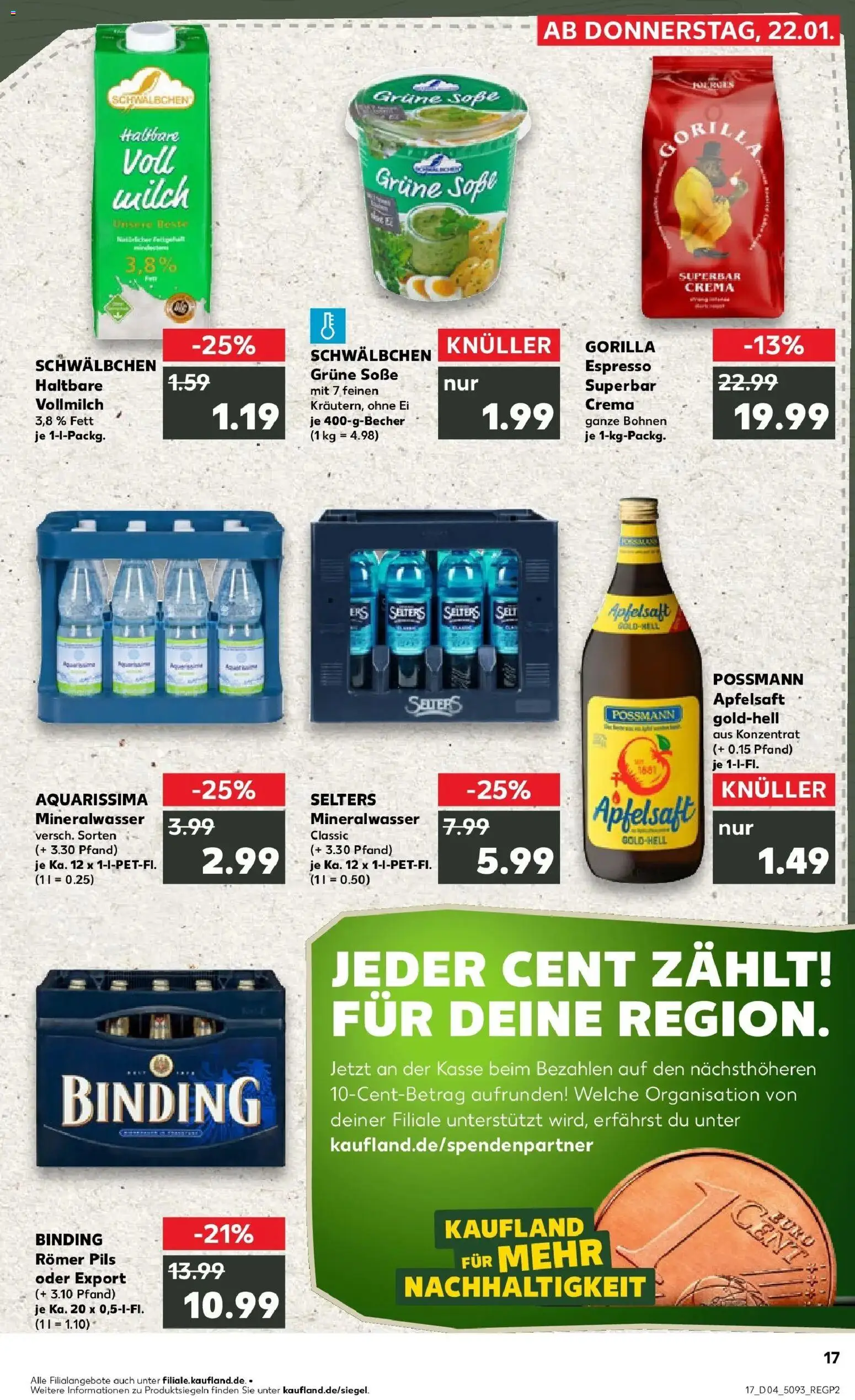 Kaufland prospekt Wiesbaden	 – gültig ab 22.01.2026 | Seite: 17 | Produkte: Apfelsaft, Mineralwasser, Apple, Soße