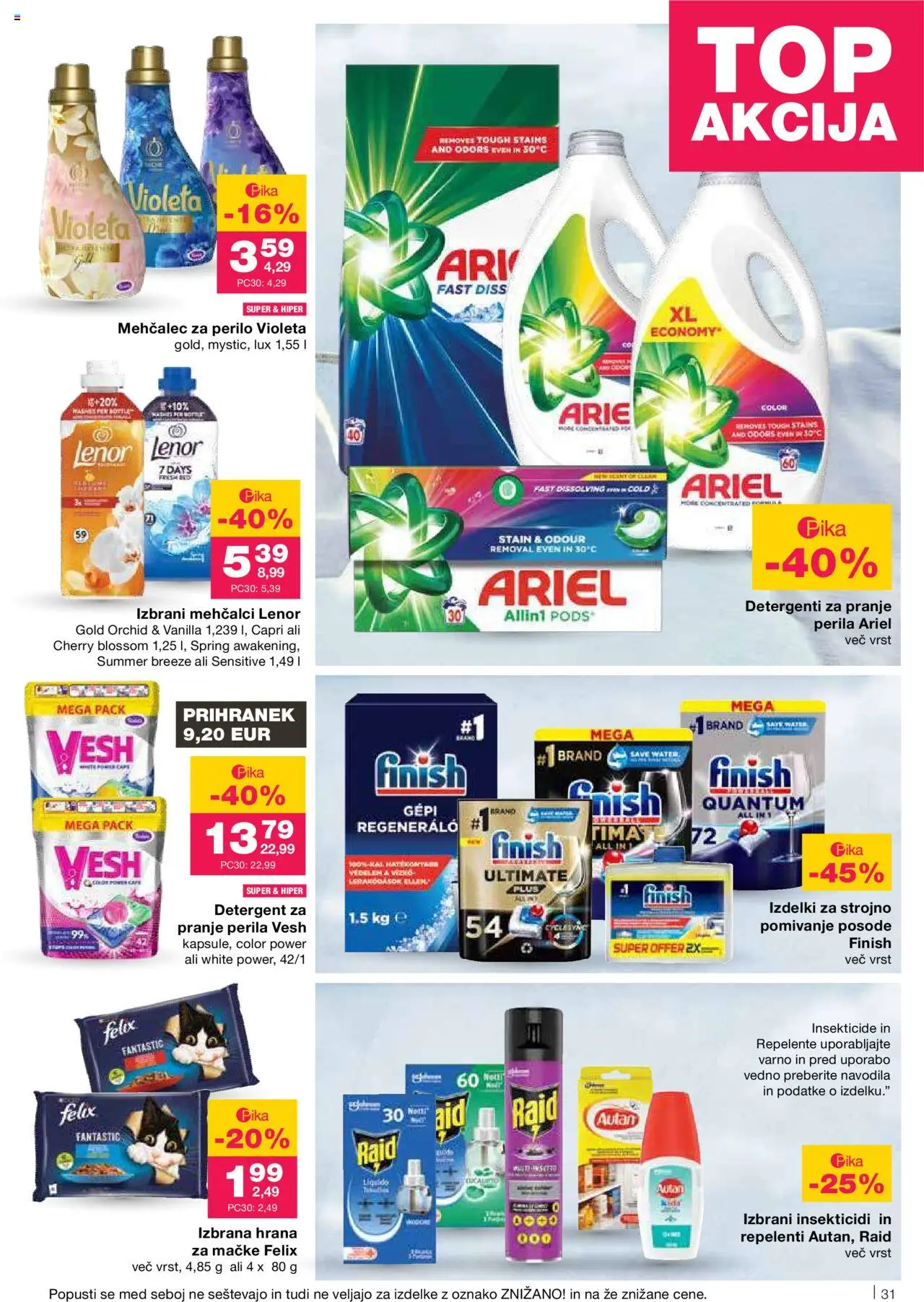 Mercator katalog │ velja od 14.08.2025 | Stran: 33 | Izdelki: Hrana za mačke, Mehčalec, Mehcalec za perilo, Detergent