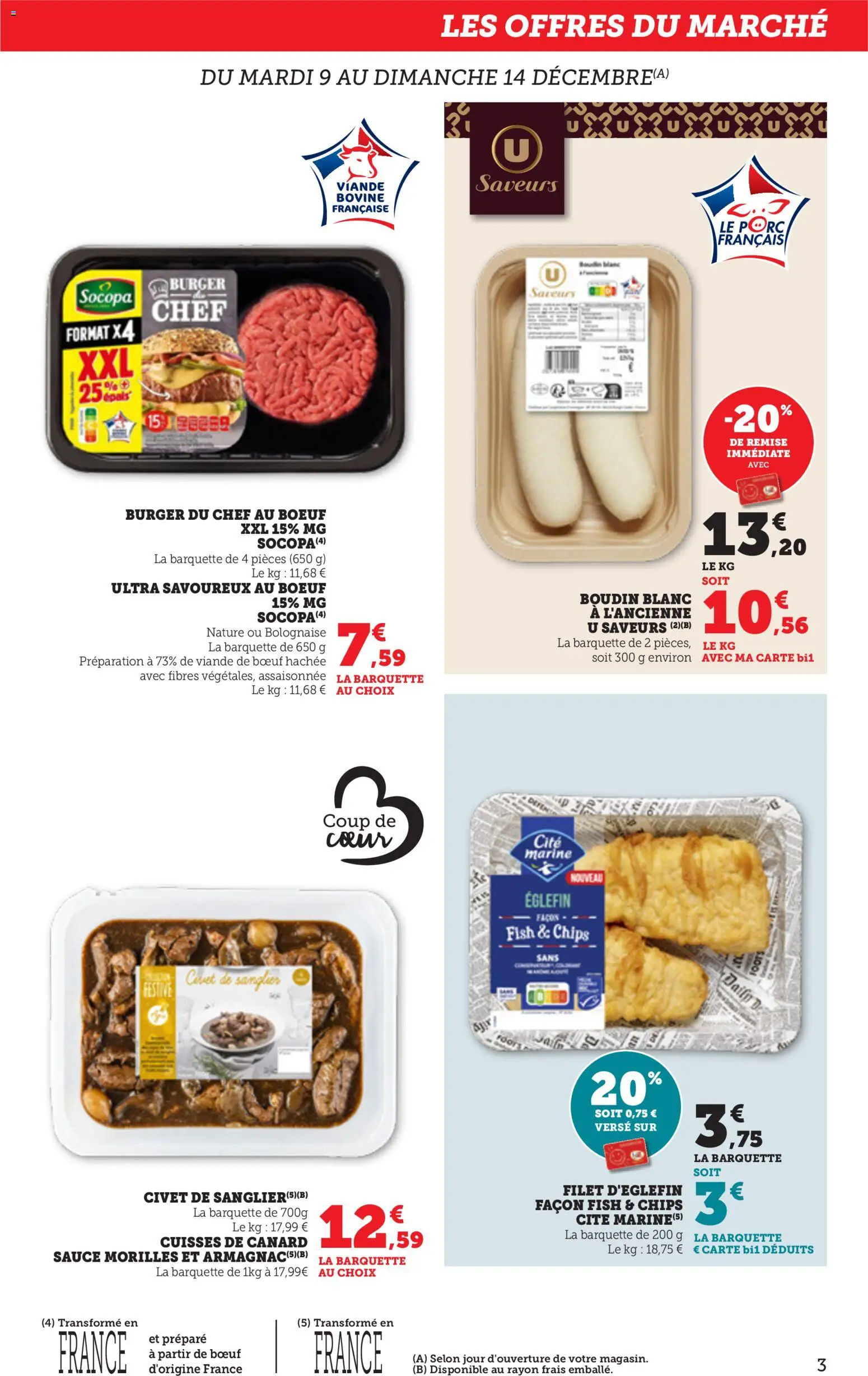 {H1} | Page: 3 | Produits: Viande de bœuf, Cuisses de canard, Porc, Chips