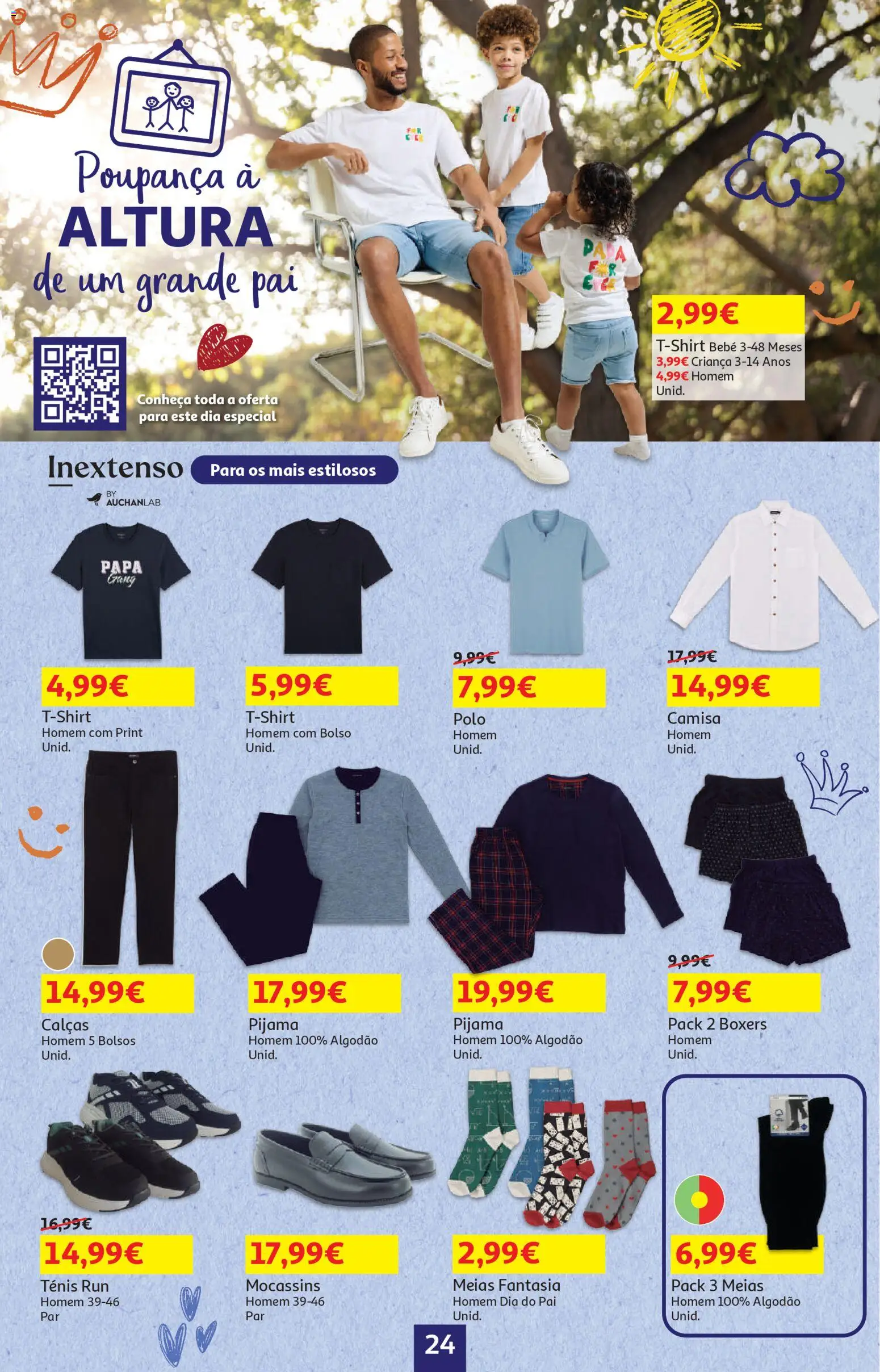 Auchan - Páscoa │ válido de 13.03.2026 | Página: 24 | Produtos: Algodão, Calças, Camisa, Mocassins