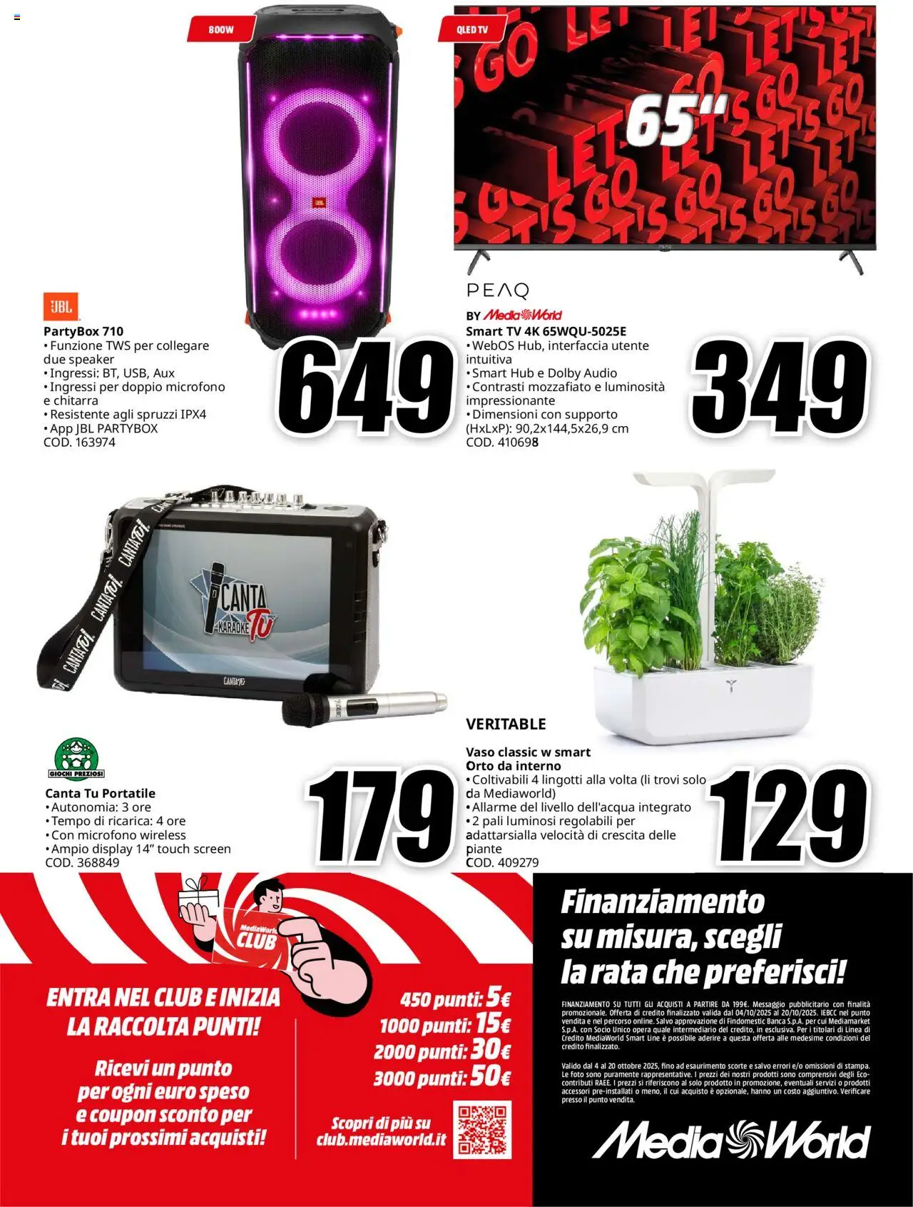 Volantino Media World del 04.10.2025 | Pagina: 16 | Prodotti: smart TV, TV, Audio, Microfono