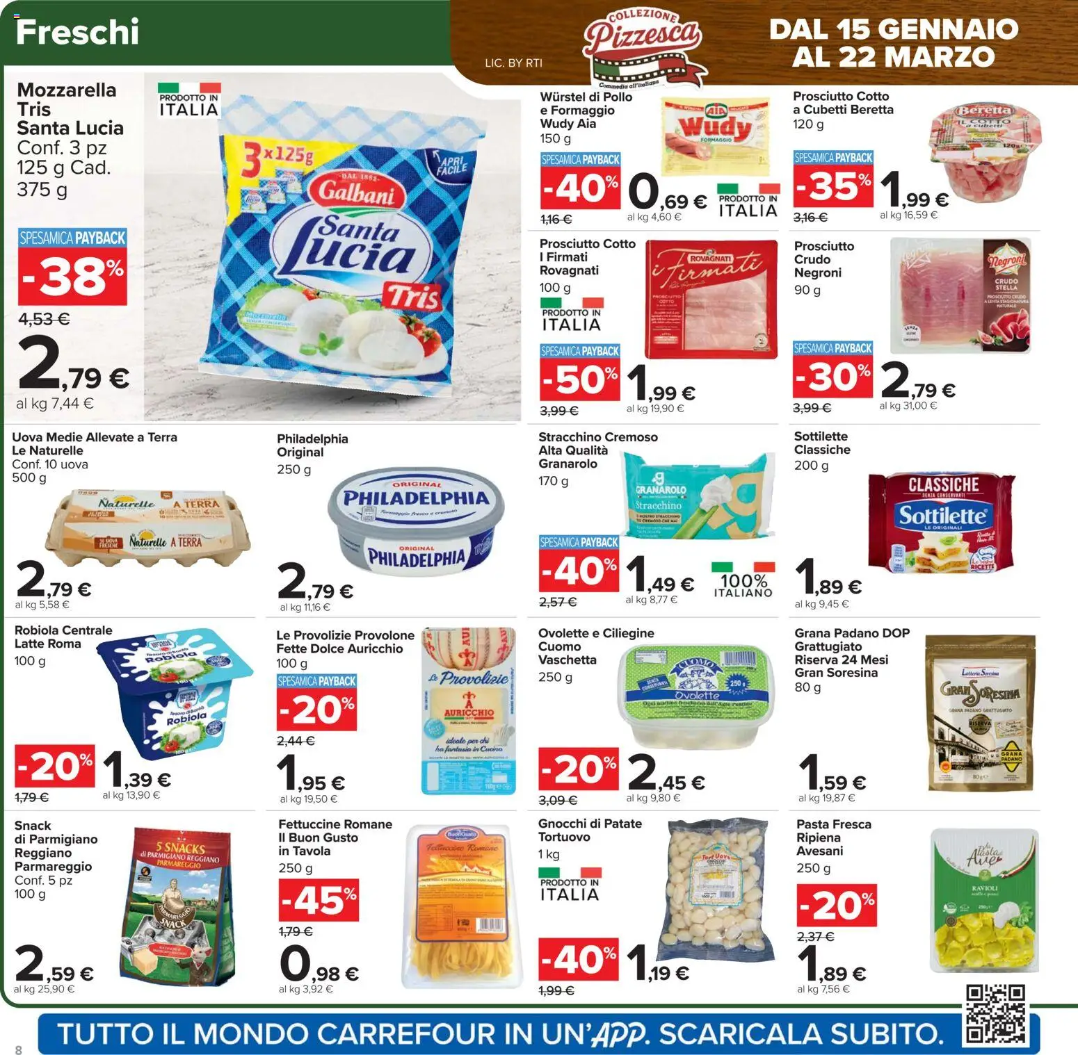 Volantino Carrefour del 17.02.2026 | Pagina: 8 | Prodotti: Provolone, Pollo, Mozzarella, Wurstel