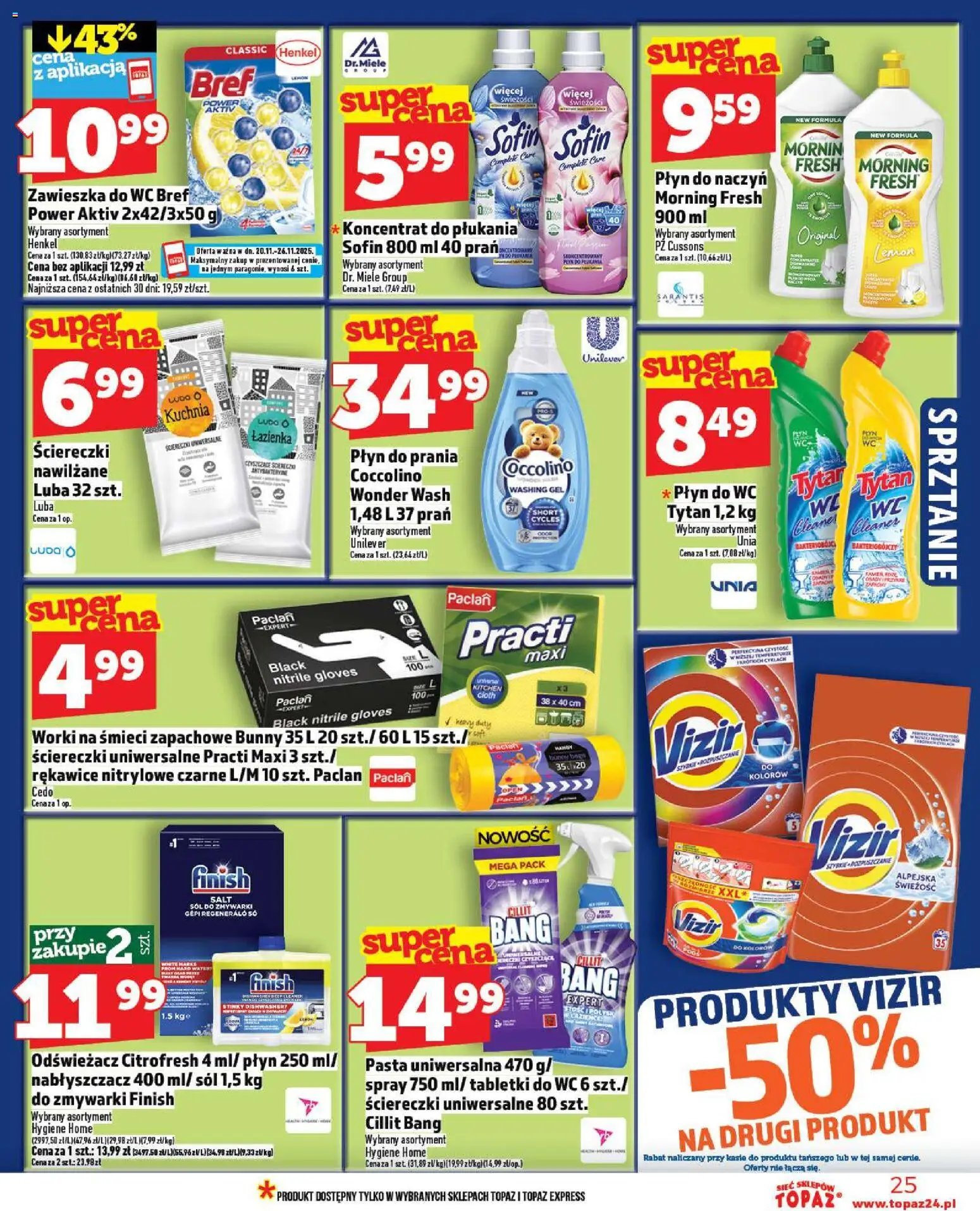 Topaz Gazetka od 20.11.2025 | Strona: 25 | Produkty: Coccolino, Sól do zmywarki, Finish, Sól