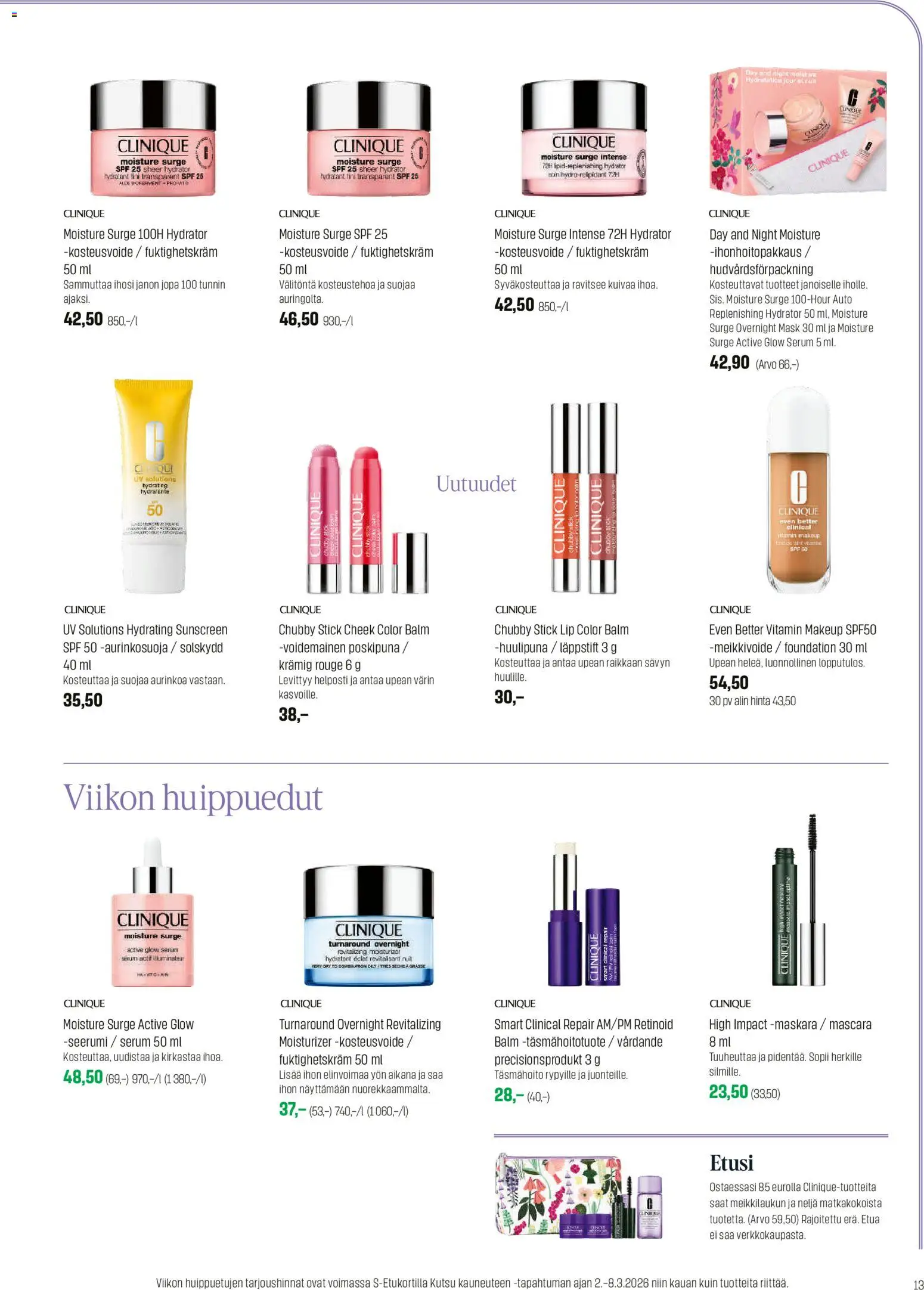 Sokos tarjoukset – voimassa 02.03.2026 alkaen | Sivu: 13 | Tuotteet: Poskipuna, Huulipuna, Seerumi