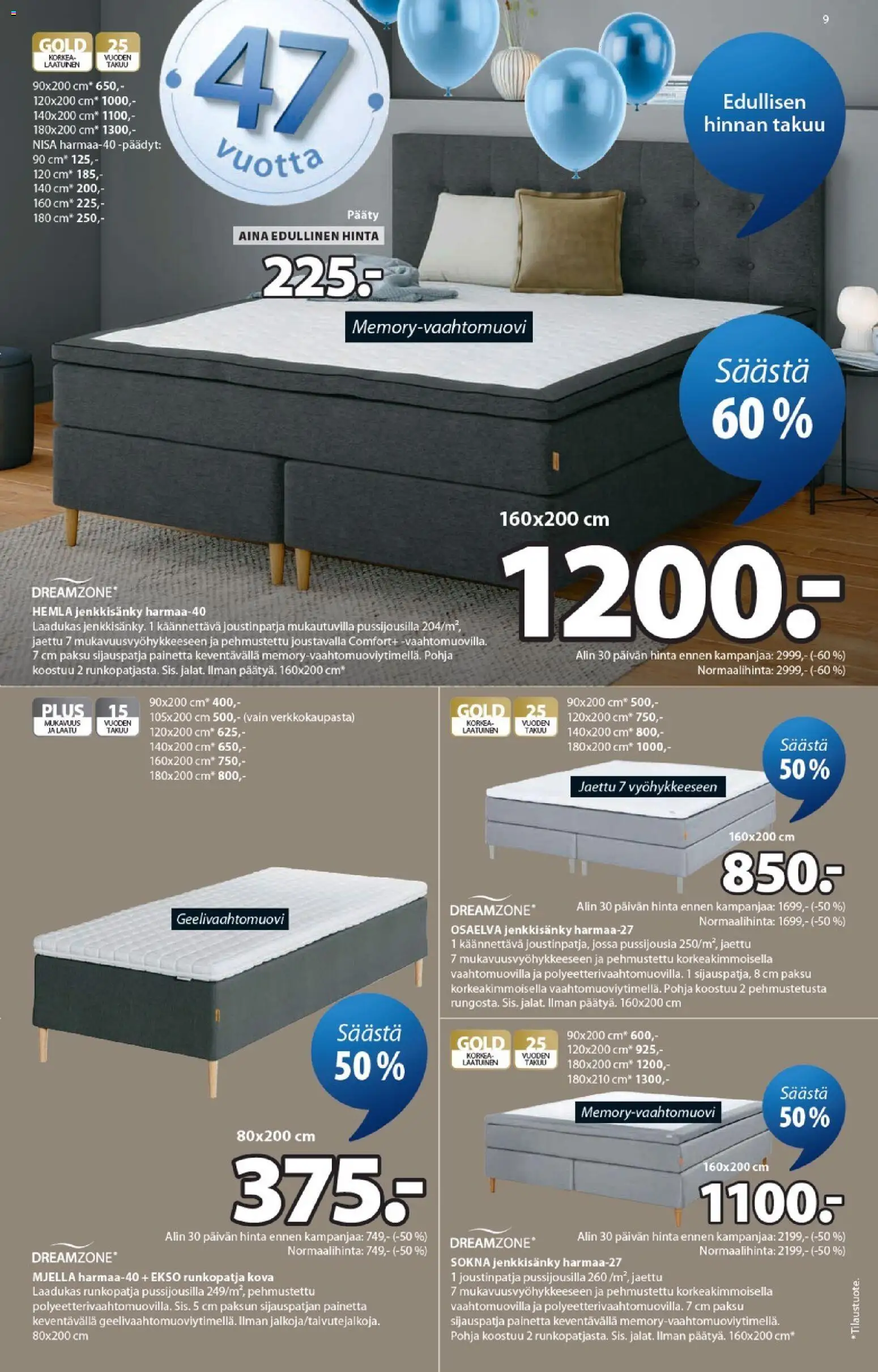 JYSK - Tarjoukset – voimassa 19.03.2026 alkaen | Sivu: 9 | Tuotteet: Jenkkisänky, Runkopatja