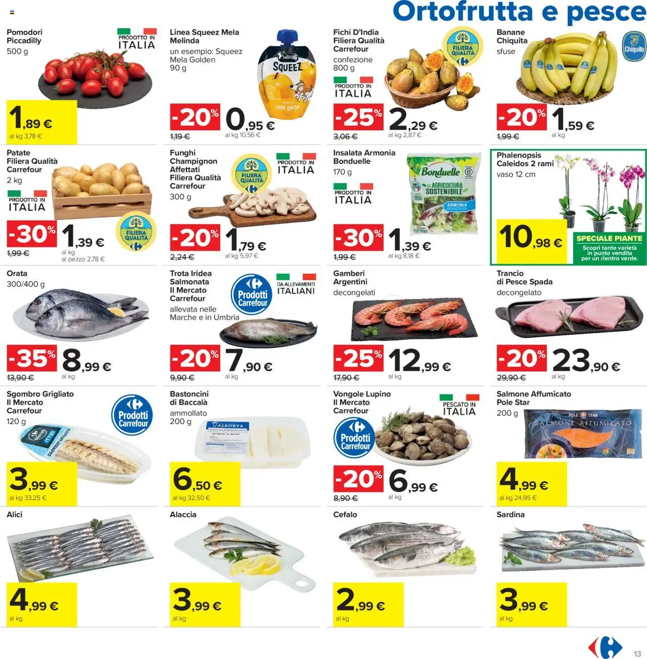 Volantino Carrefour del 05.09.2025 | Pagina: 13 | Prodotti: Gamberi, Vongole, Sgombro, Alici