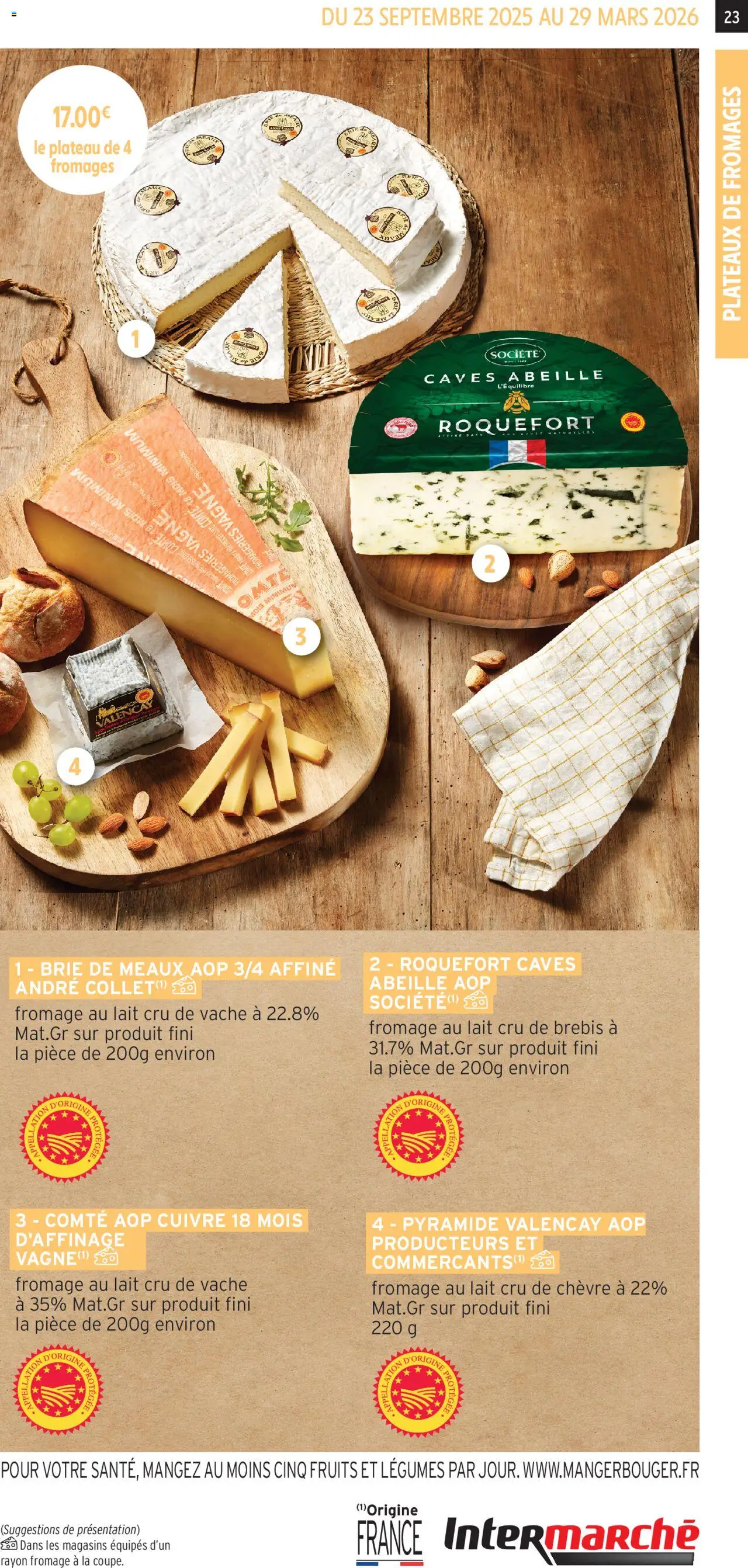{H1} | Page: 23 | Produits: Plateau, Brie de meaux aop, Lait, Fromage