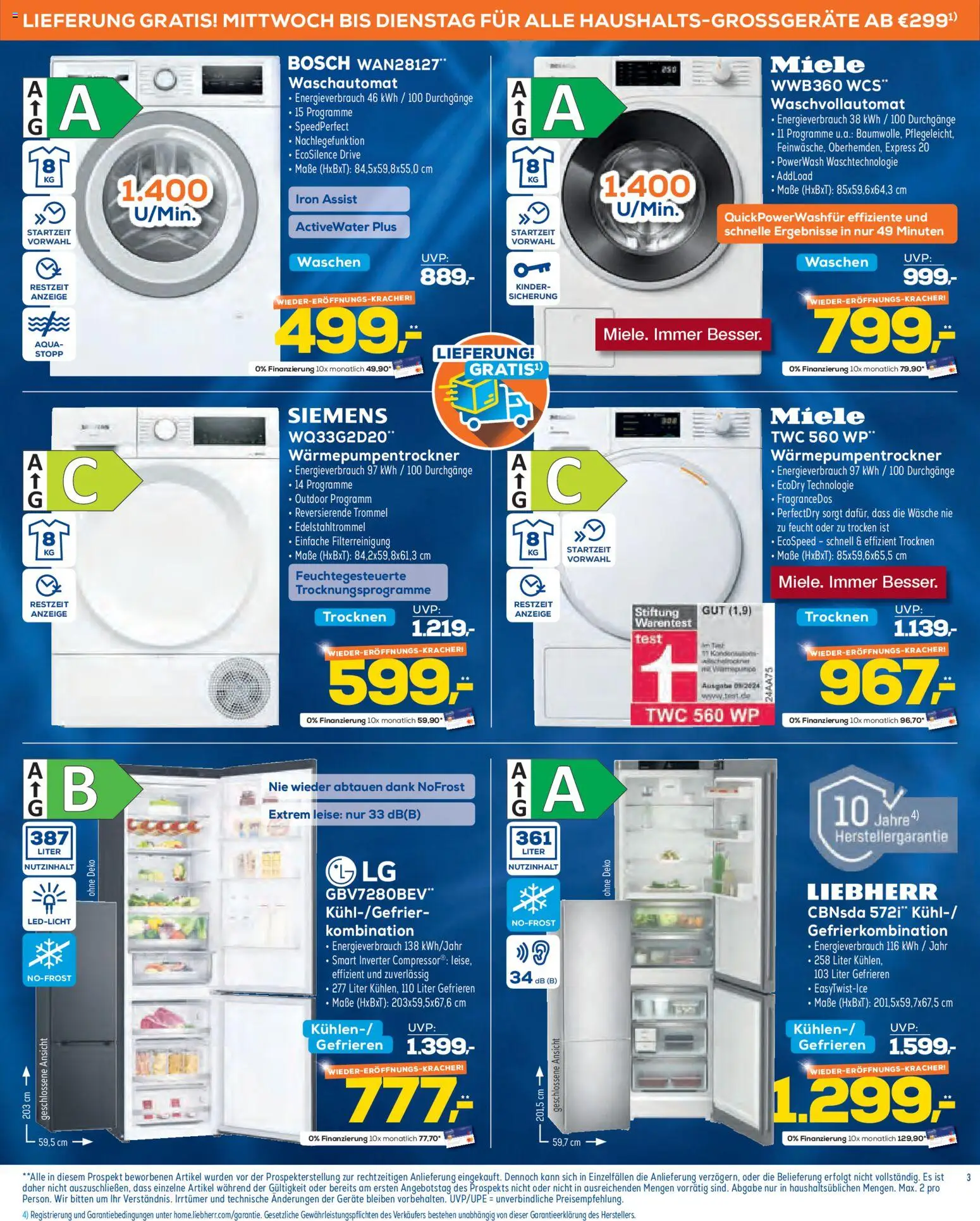Euronics Prospekt 	 – gültig ab 22.10.2025 | Seite: 3 | Produkte: Miele, Bosch, Liebherr, Siemens