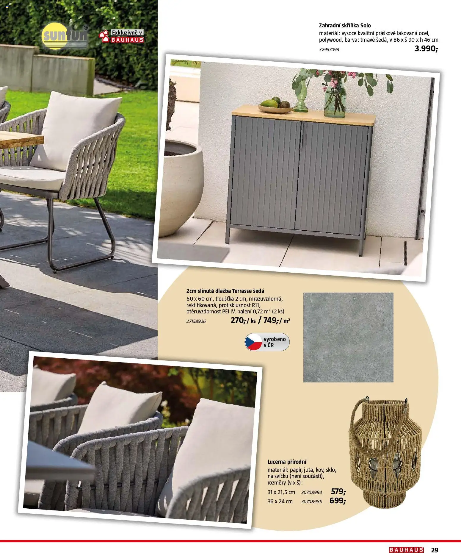 Bauhaus katalog Záhradní nábytek od 08.04.2026 | Strana: 29 | Produkty: Dlažba, Lucerna, Skříňka
