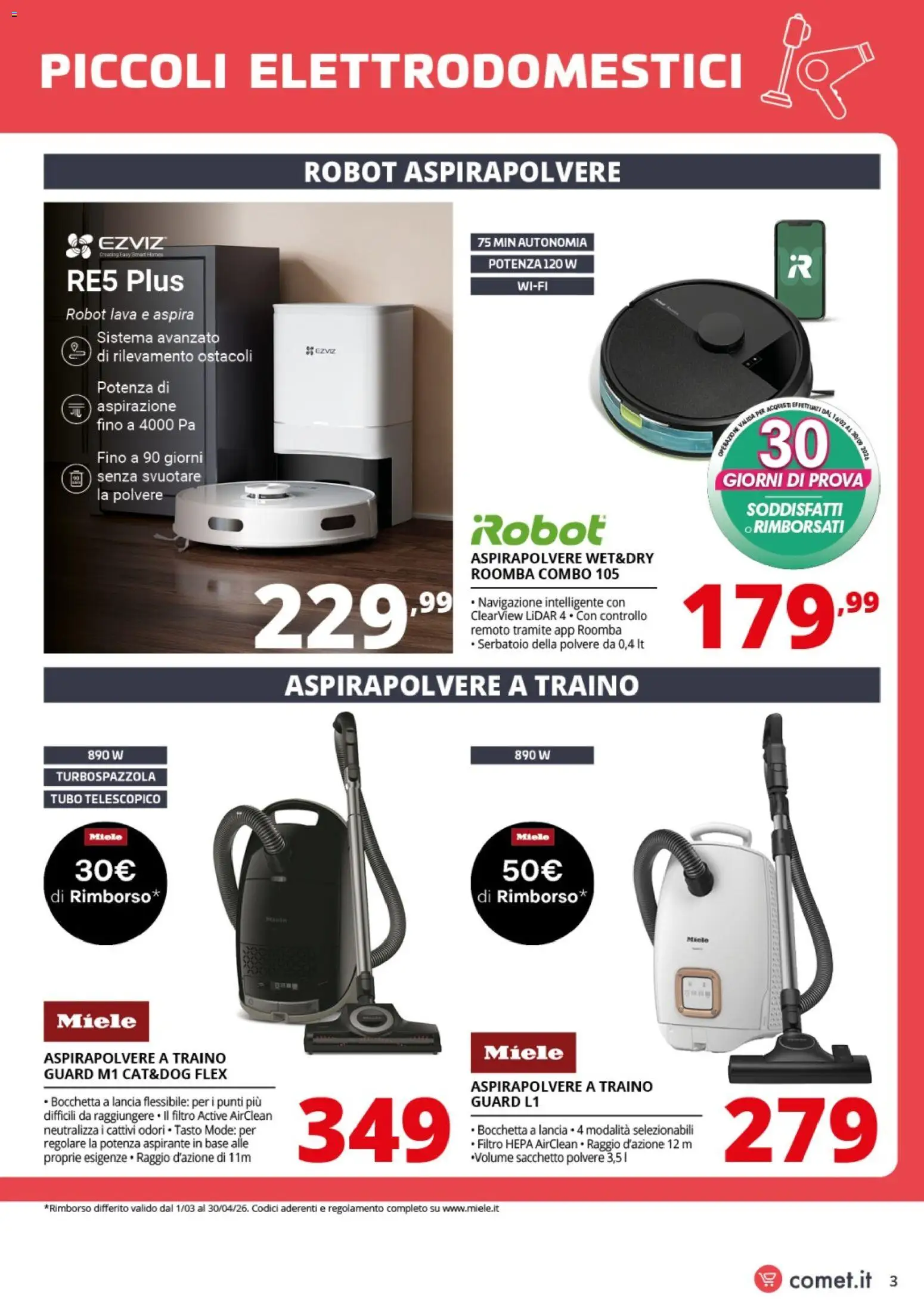 Volantino Comet del 06.03.2026 | Pagina: 3 | Prodotti: Robot aspirapolvere, Aspirapolvere, Robot, Navigazione