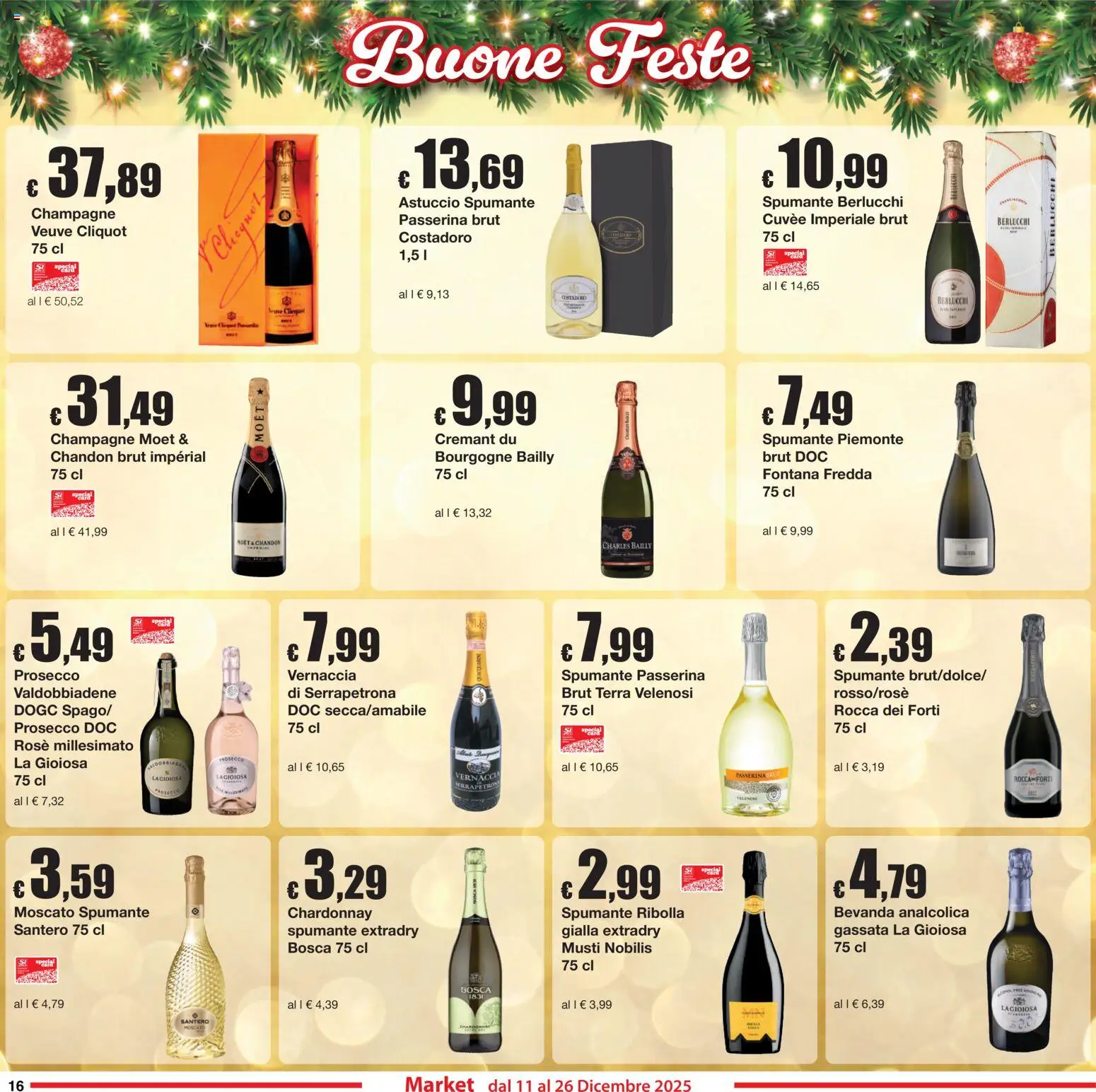 Volantino Sì con Te del 11.12.2025 | Pagina: 16 | Prodotti: Prosecco, Champagne, Astuccio, Terra
