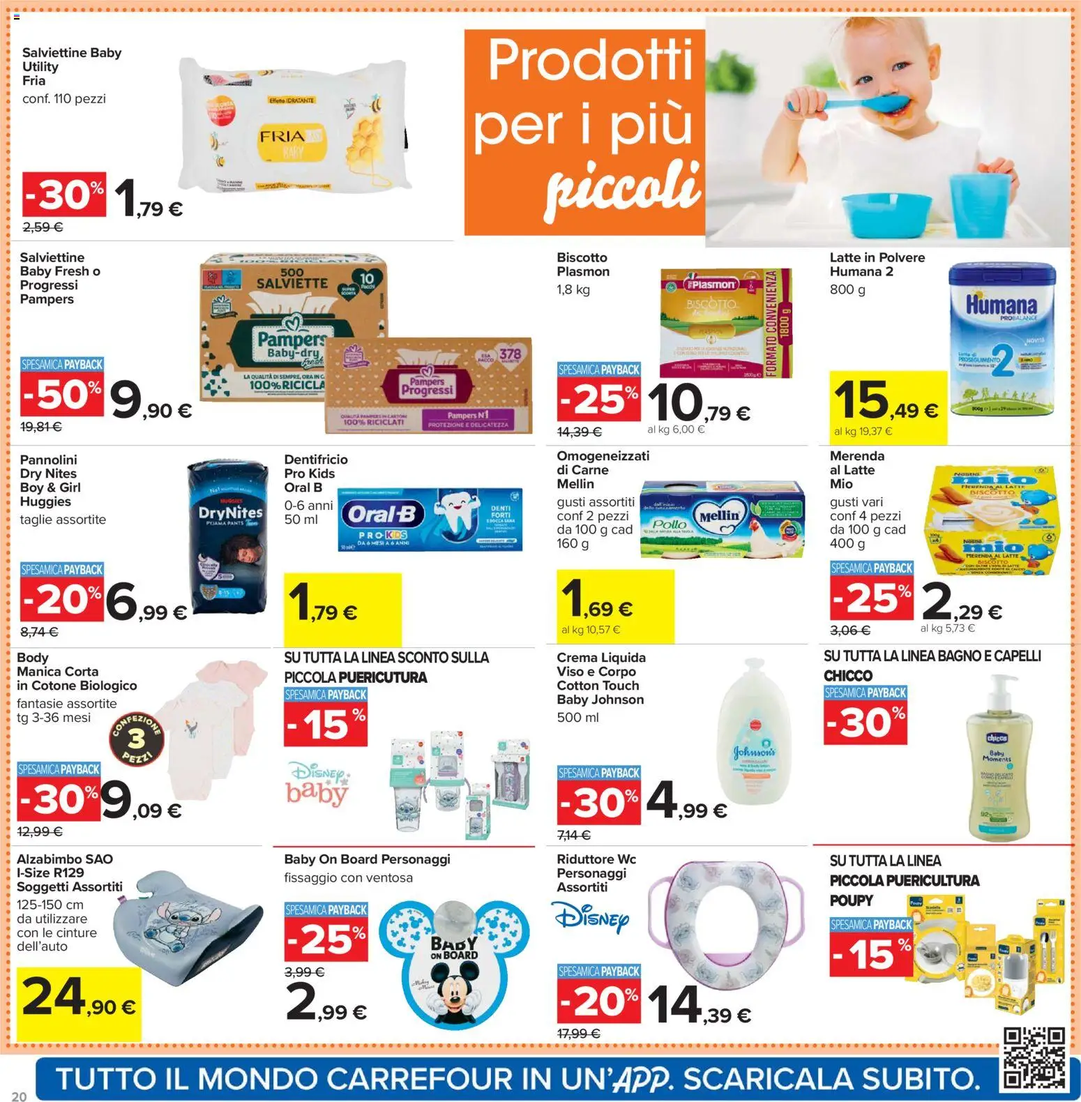 Volantino Carrefour del 02.01.2026 | Pagina: 20 | Prodotti: Pannolini, Latte, Pampers, Bagno