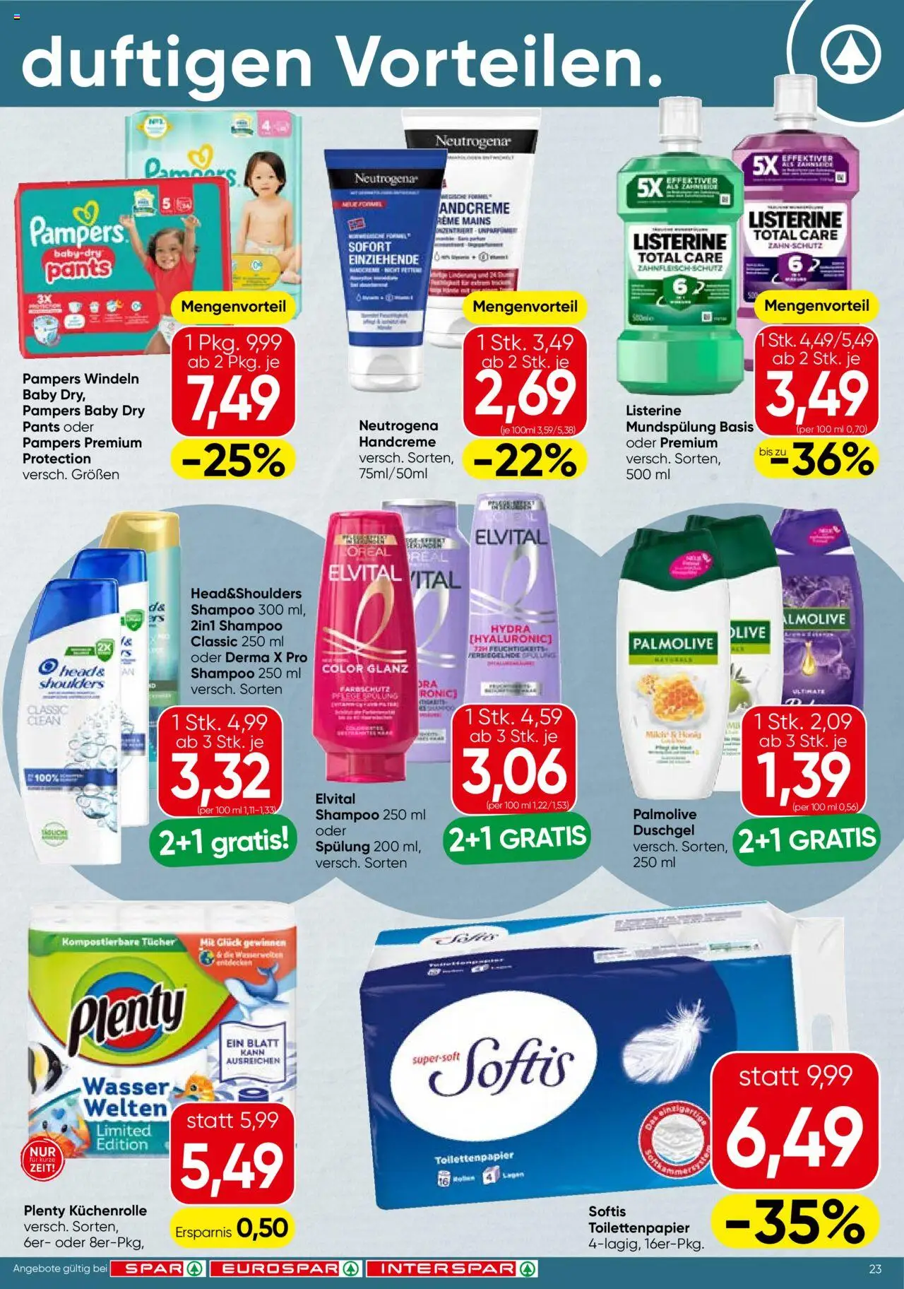 Spar Flugblatt - Tirol gültig ab 09.10.2025 | Seite: 23 | Produkte: Pampers, Shampoo, Spülung, Handcreme