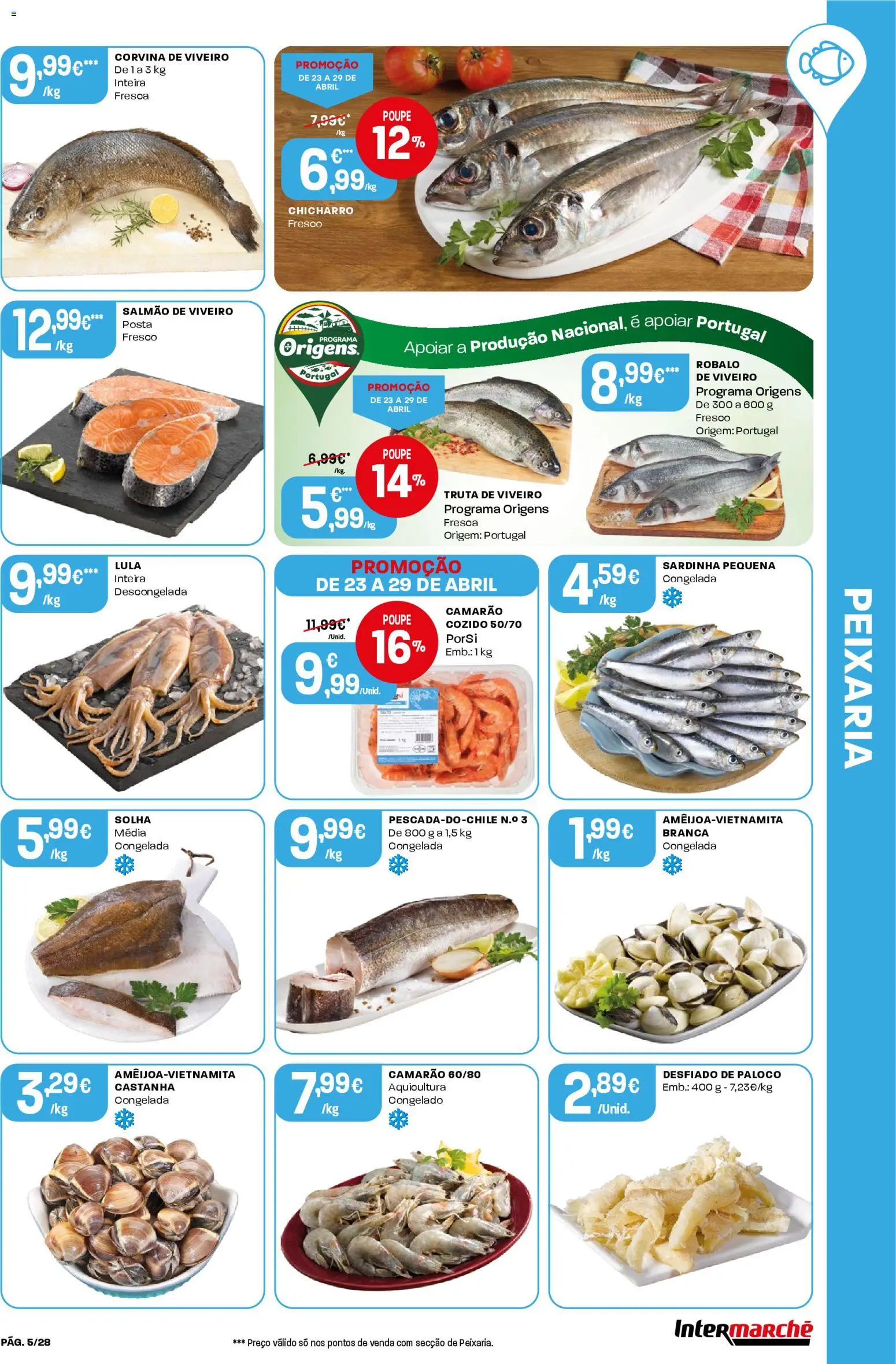 Intermarché Folheto Contact │ válido de 23.04.2026 | Página: 5 | Produtos: Camarão, Salmão, Truta