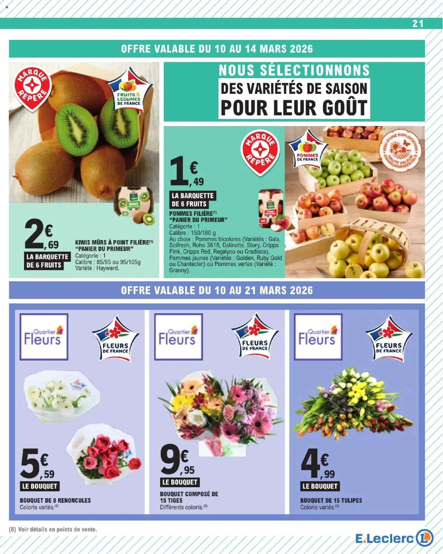 {H1} | Page: 21 | Produits: Tulipes, Panier, Pommes, Kiwi