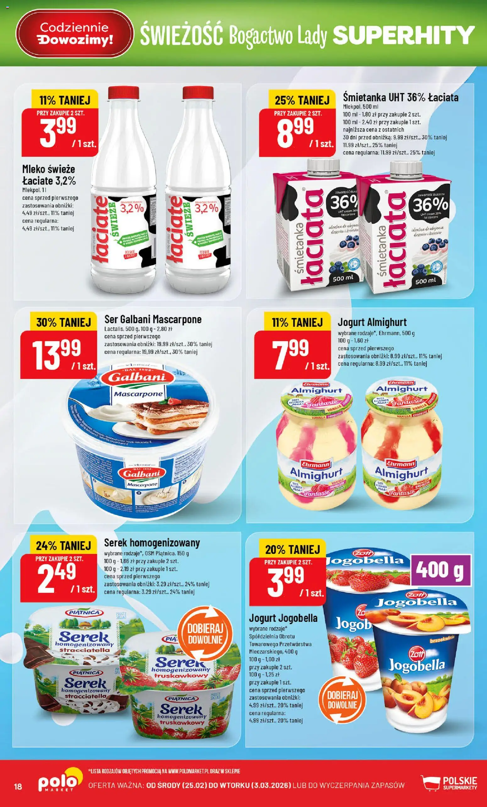 POLOmarket Gazetka od 25.02.2026 | Strona: 18 | Produkty: Ubrania, Serek, Mascarpone, Mleko