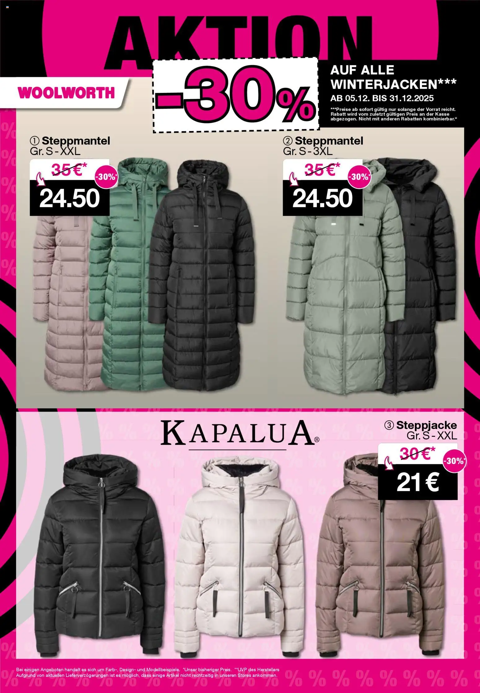 Woolworth Prospekt 	 – gültig ab 12.12.2025 | Seite: 17 | Produkte: Steppmantel, Steppjacke