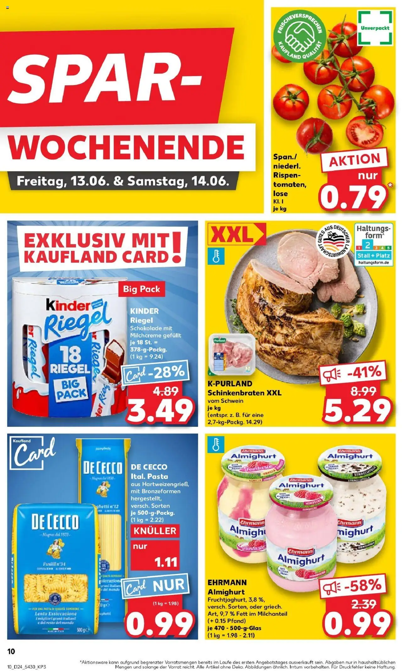 Kaufland prospekt Dingolfing	 - gültig ab dem 11.06.2025 | Seite: 10 | Produkte: Kinder schokolade, Ehrmann almighurt, Schokolade, Pasta