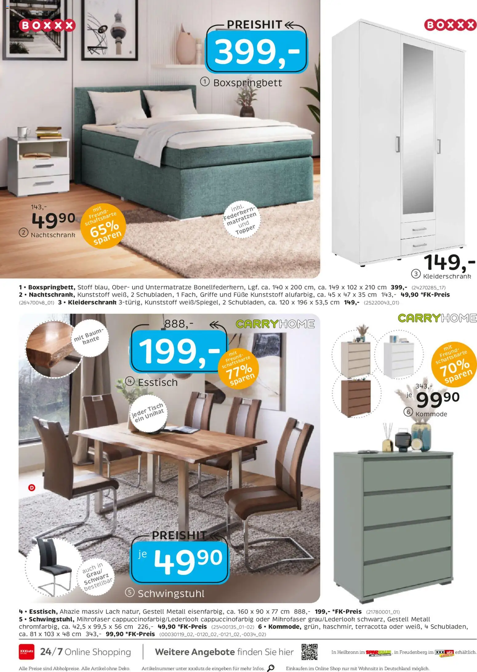 XXXL Lutz Nr. 1 beim Preis – gültig ab 02.11.2025 | Seite: 22 | Produkte: Esstisch, Kleiderschrank, Kommode, Tisch