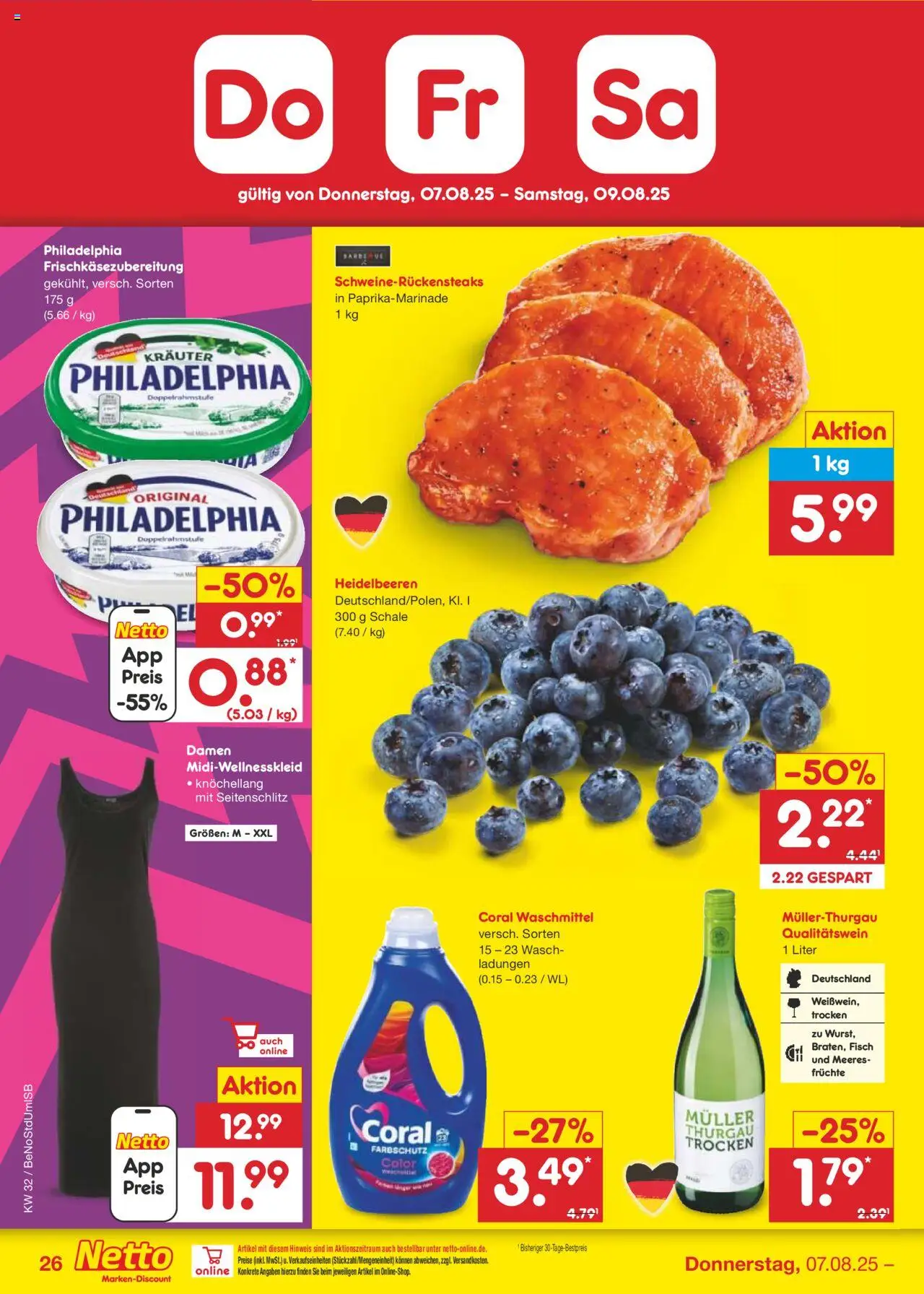 Netto Marken-Discount Prospekt 	 - gültig ab dem 04.08.2025 | Seite: 46 | Produkte: Coral, Philadelphia, Coral waschmittel, Waschmittel