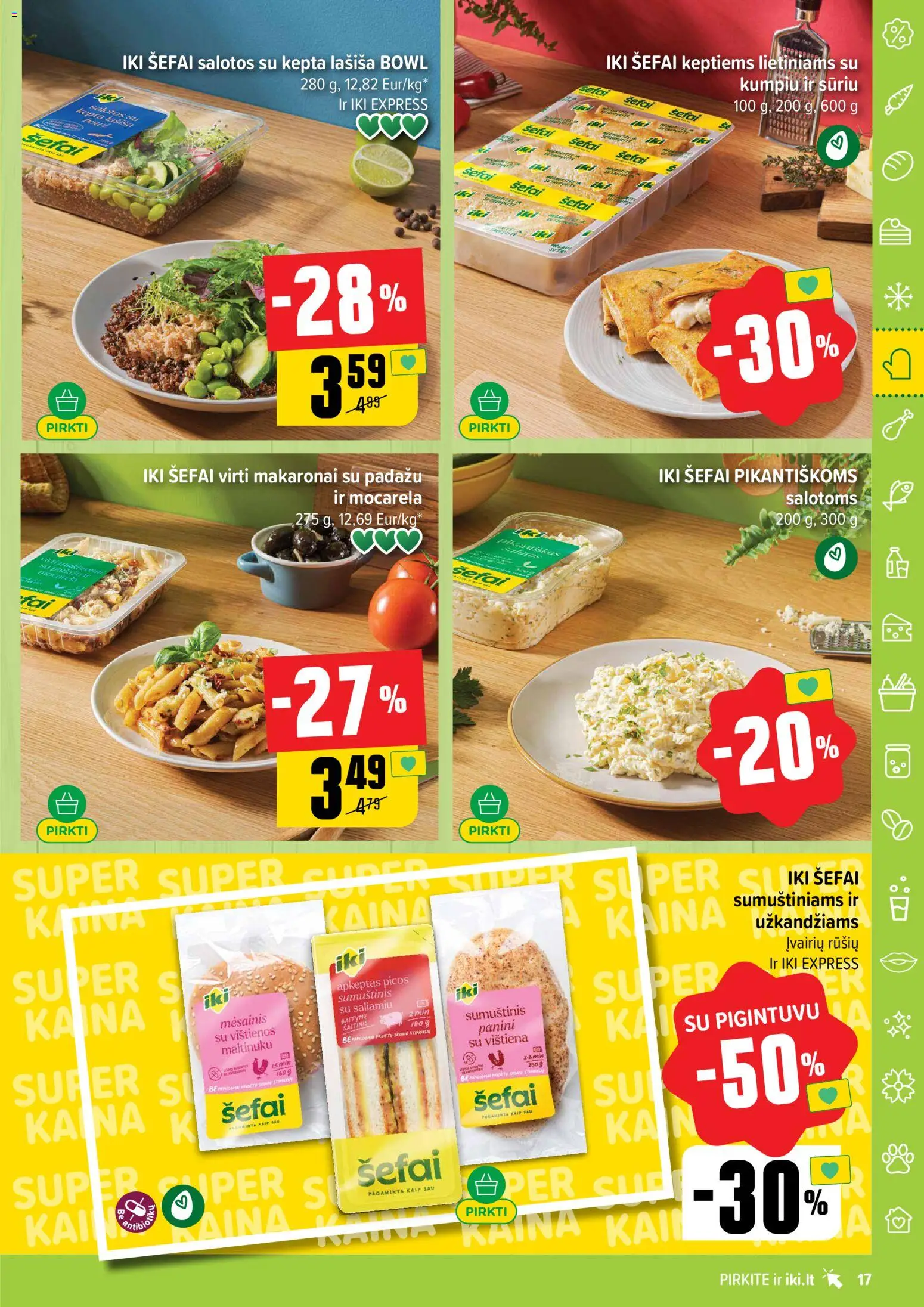 IKI akcijos nuo 02.03.2026 | Puslapis: 17 | Prekių: Salotos, Vištienos, Vištiena, Makaronai