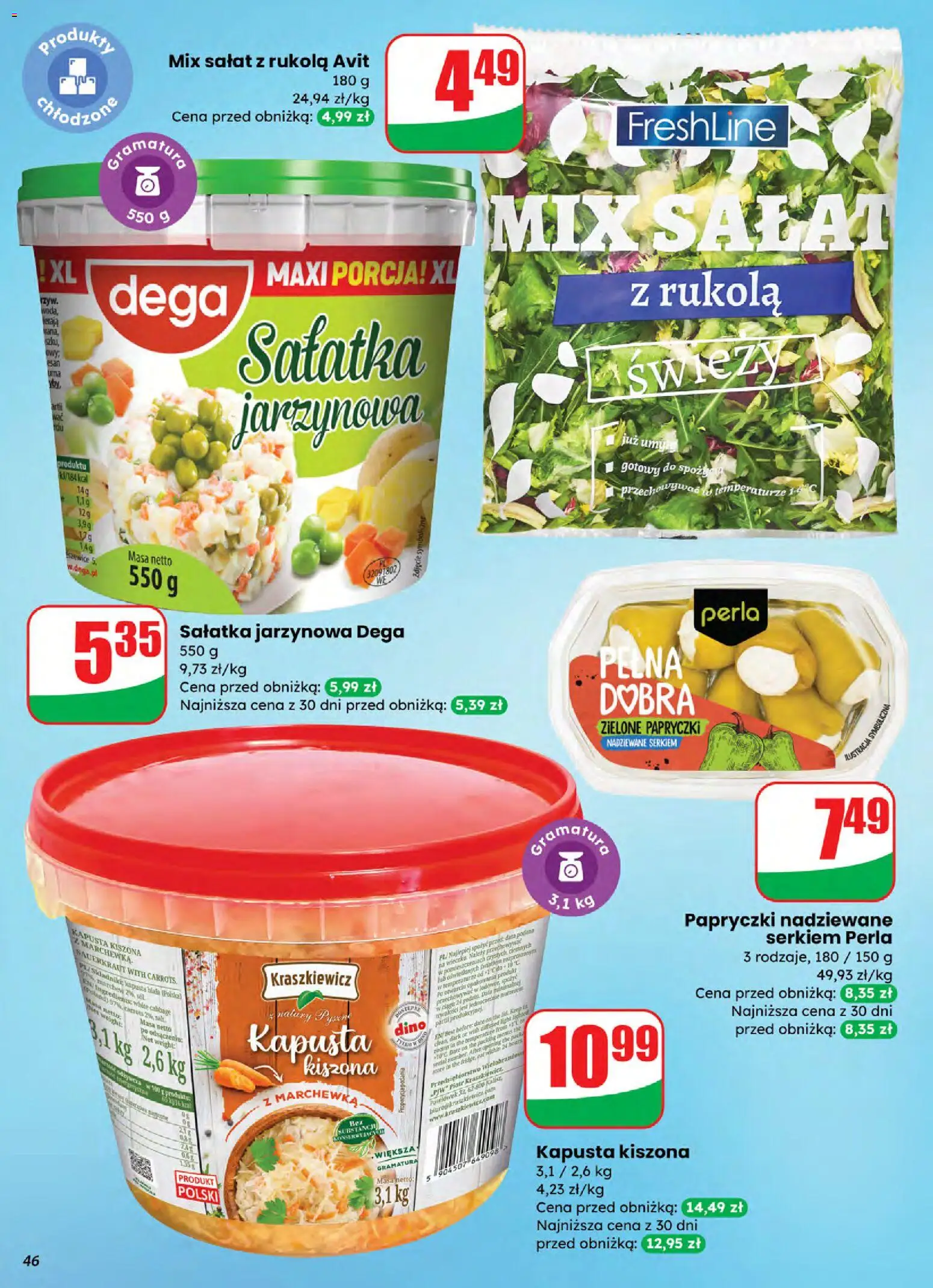 Dino Gazetka od 05.11.2025 | Strona: 46 | Produkty: Kapusta, Rukola, Mix sałat, Kapusta biała