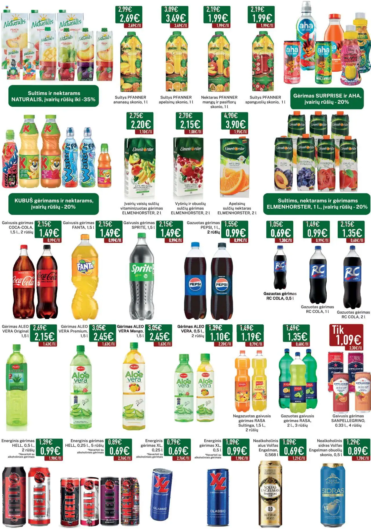 Elimart - TAU leidinys│galioja nuo 04.08.2025 | Puslapis: 13 | Prekių: Gaivusis gėrimas, Energinis gėrimas, Sultys, Alus