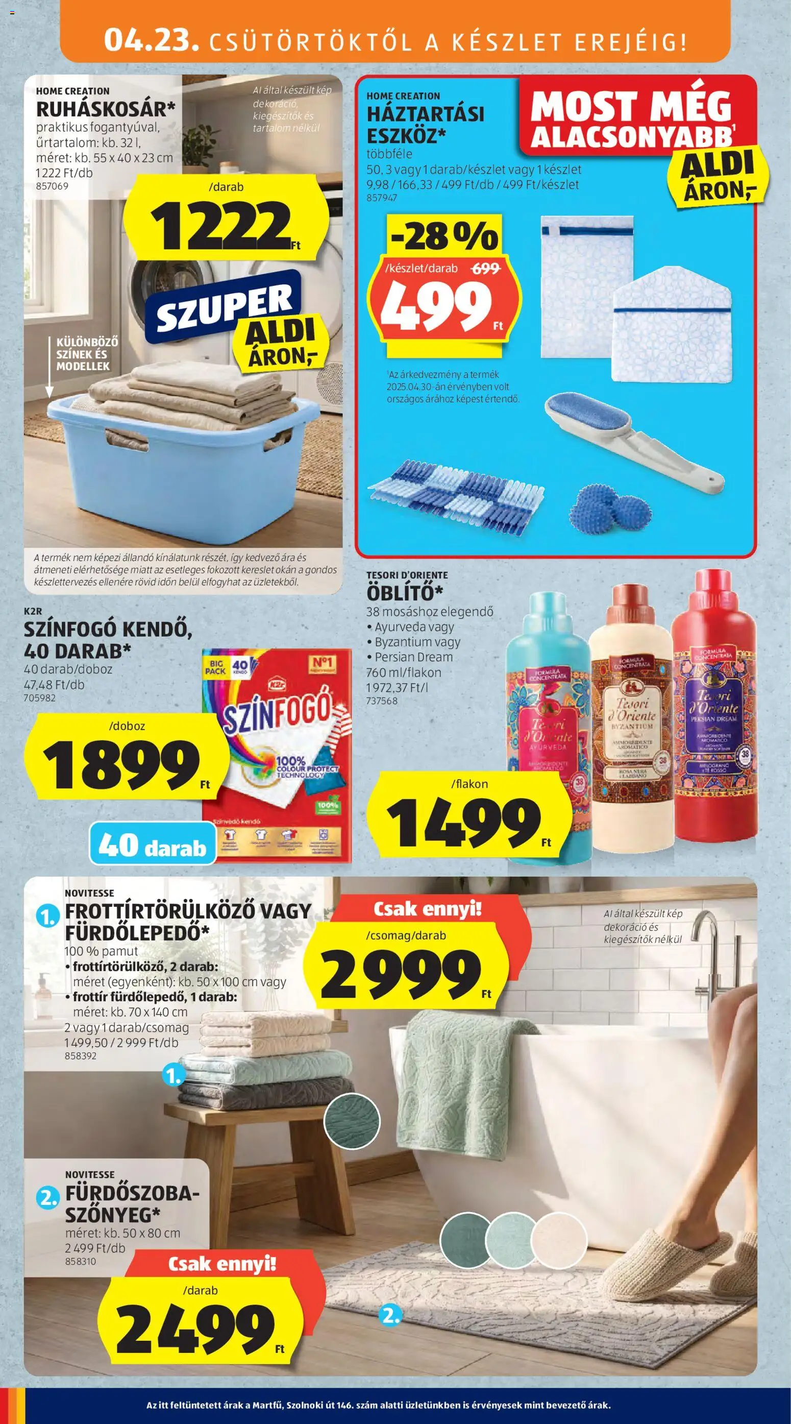 Aldi akciós ujság - amely érvényes a következő dátumtól: 23.04.2026 | Oldal: 12 | Termékek: Kendő, Dekoráció, Fürdőszoba
