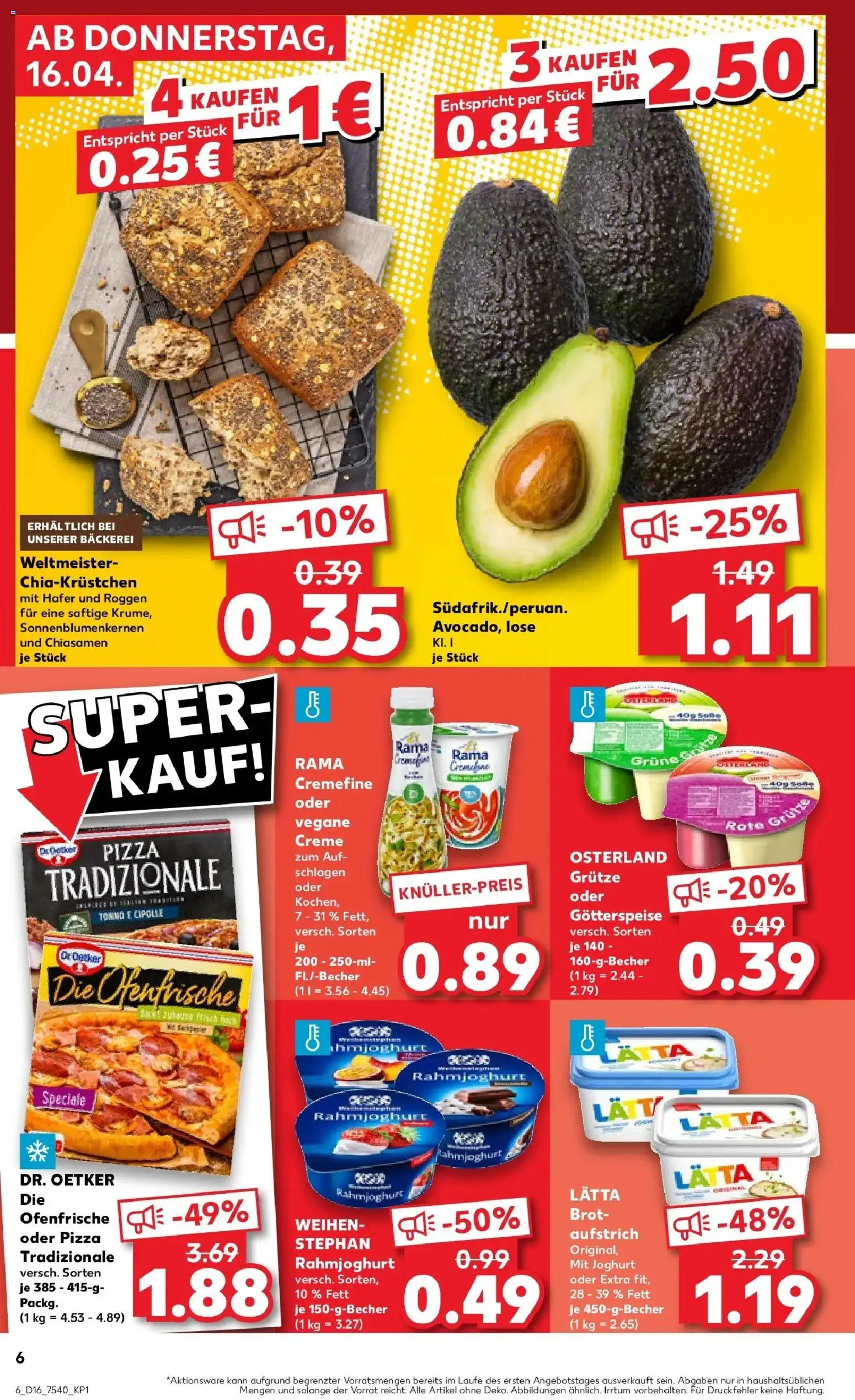 Kaufland Prospekt Bitterfeld-Wolfen	 – gültig ab 16.04.2026 | Seite: 6 | Produkte: Joghurt, Avocado, Lätta, Brot